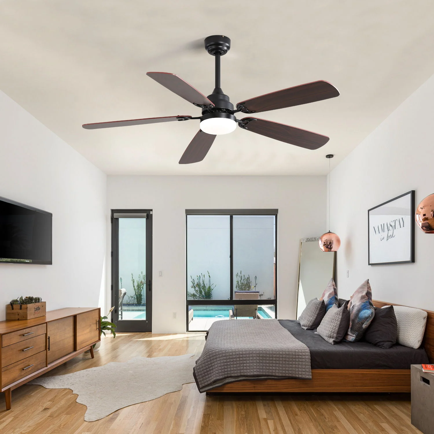 Ceiling Fan With LED Light, 6 Speed Wind, 5 Blades, Remote Control DC Motor - Image 4