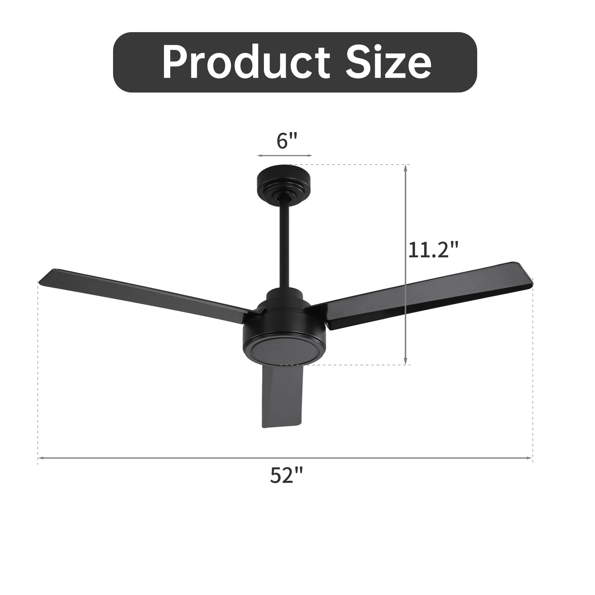 Ceiling Fan Without Light, 3 Blades Farmhouse Ceiling Fan With Remote Control 6-Speed Reversible Dc Motor For Living Room, Bedroom, Kitche - Image 14