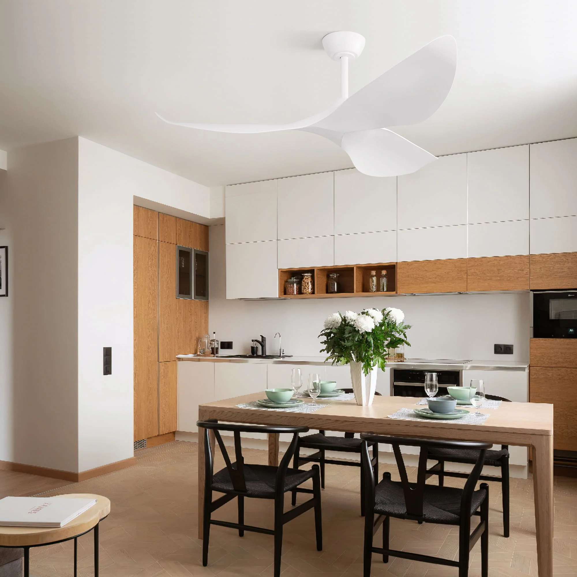 Ceiling Fan Without Light, DC Motor Remote Control Fan For Indoor / Outdoor Use - White - Image 4