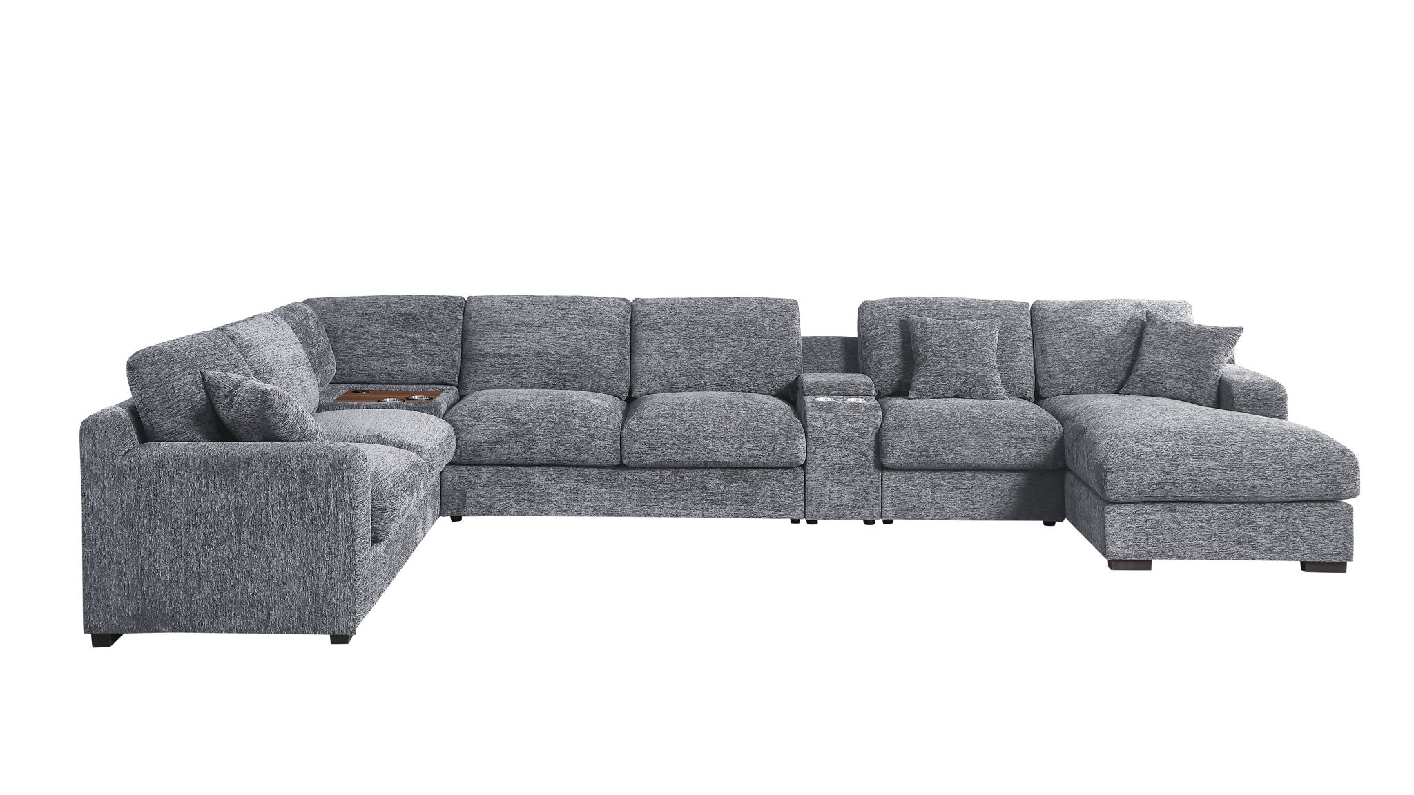 Celine - Fabric Corner Sectional Sofa With Right-Facing Chaise, Cupholders, And Charging Ports - Image 17