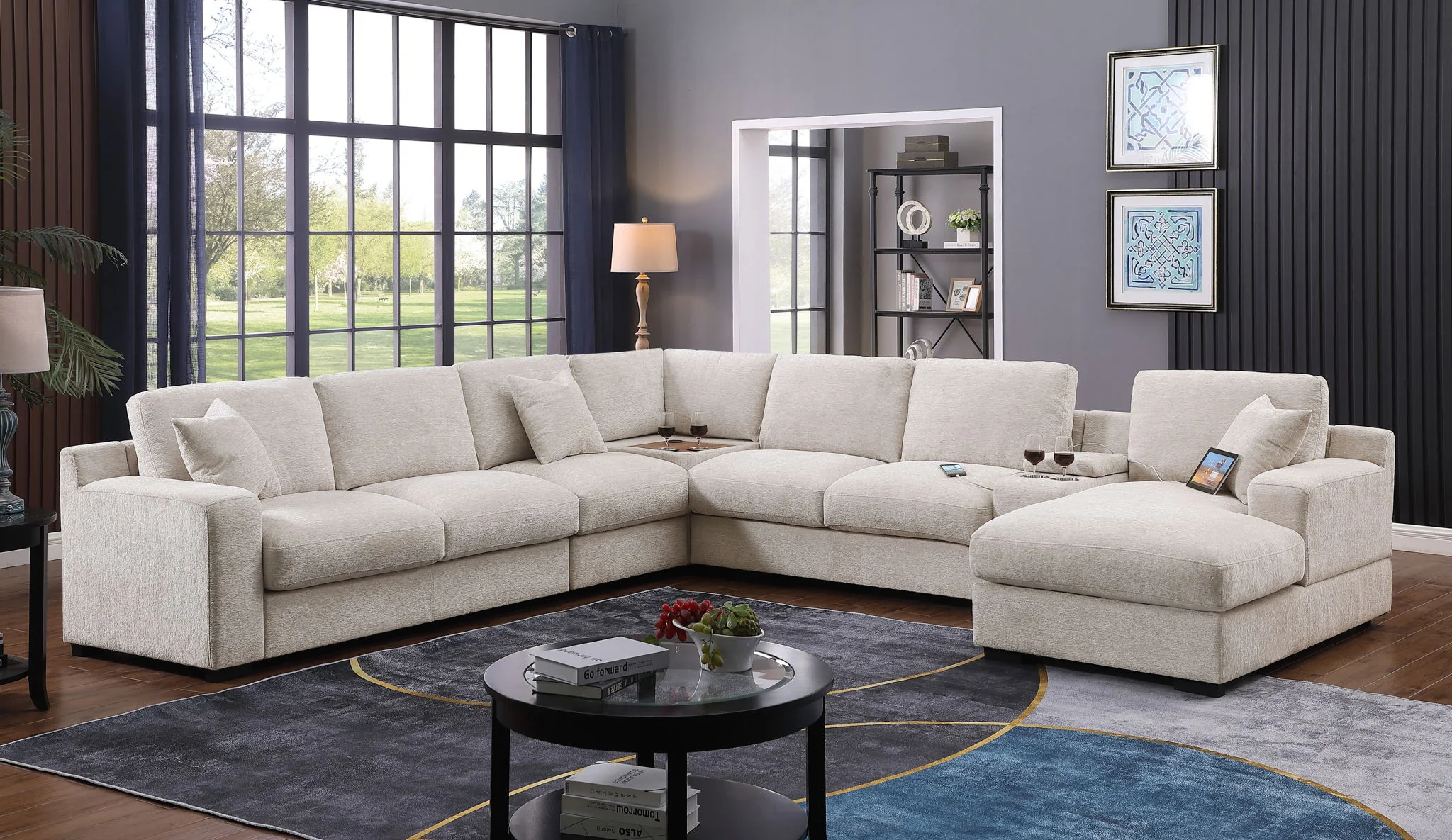 Celine - Fabric Corner Sectional Sofa With Right-Facing Chaise, Cupholders, And Charging Ports - Image 27