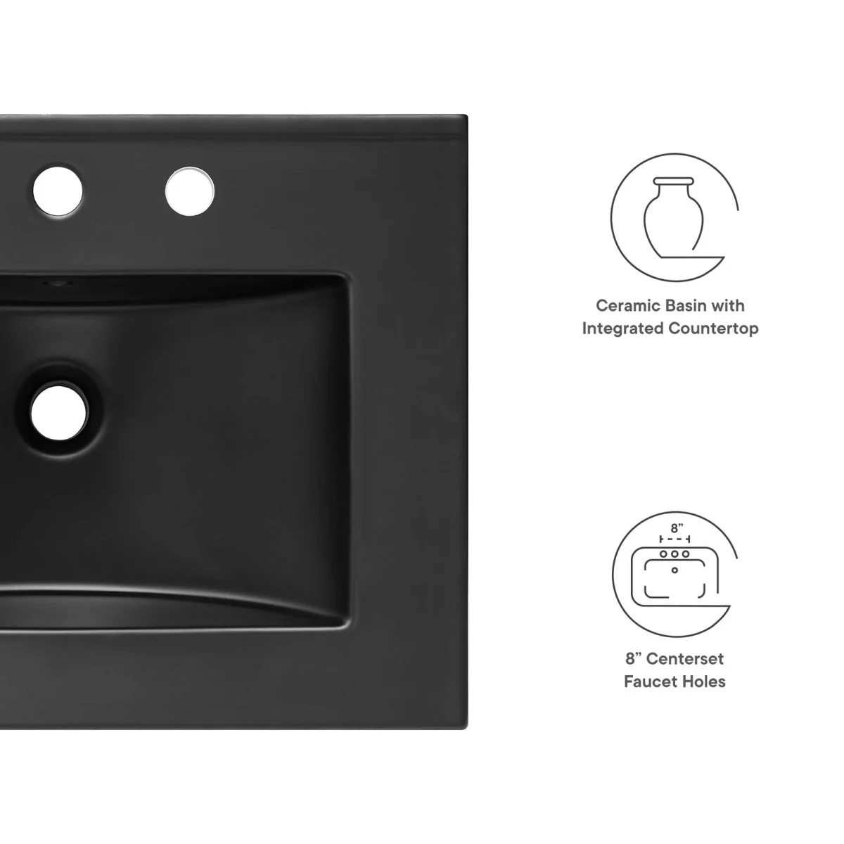 Ceramic Bathroom Sink – Rectangular Basin with Countertop, Available Single or Double - Image 16