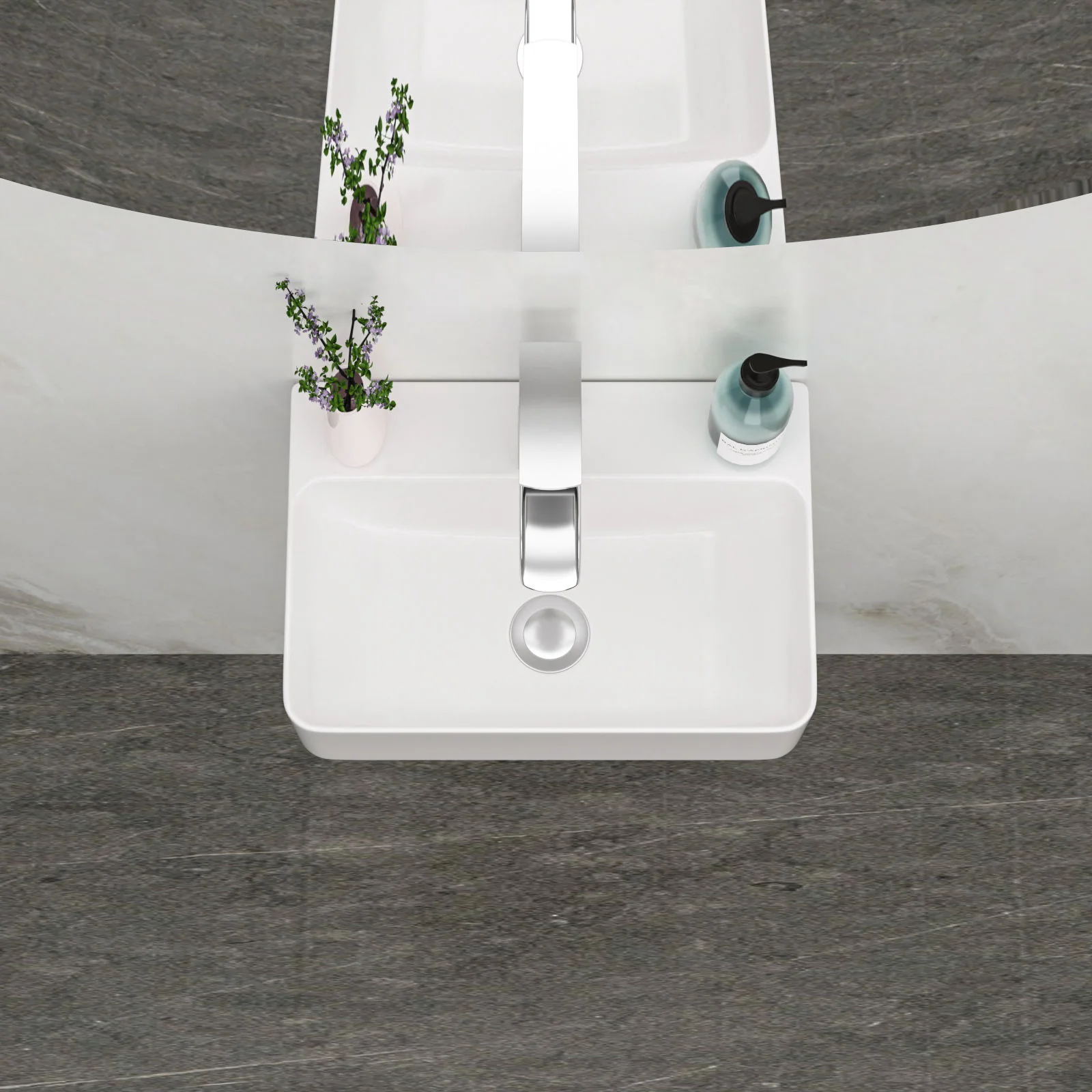 Ceramic Rectangle Wall Mount Bathroom Sink With Single Faucet Hole - Image 16
