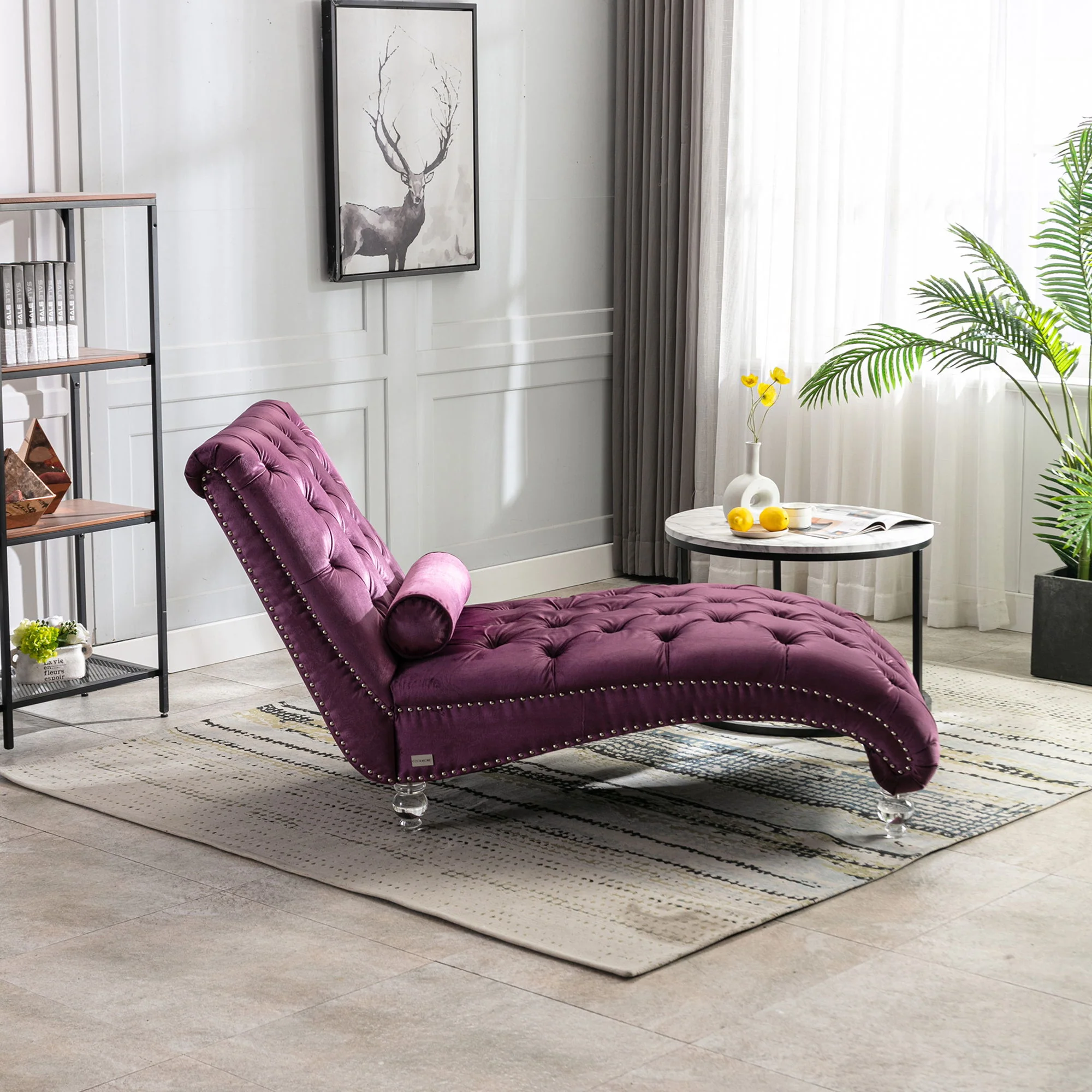 Chaise Lounge Indoor, Button Tufted Upholstered Chaise Lounge Chair With Pillow - Image 24