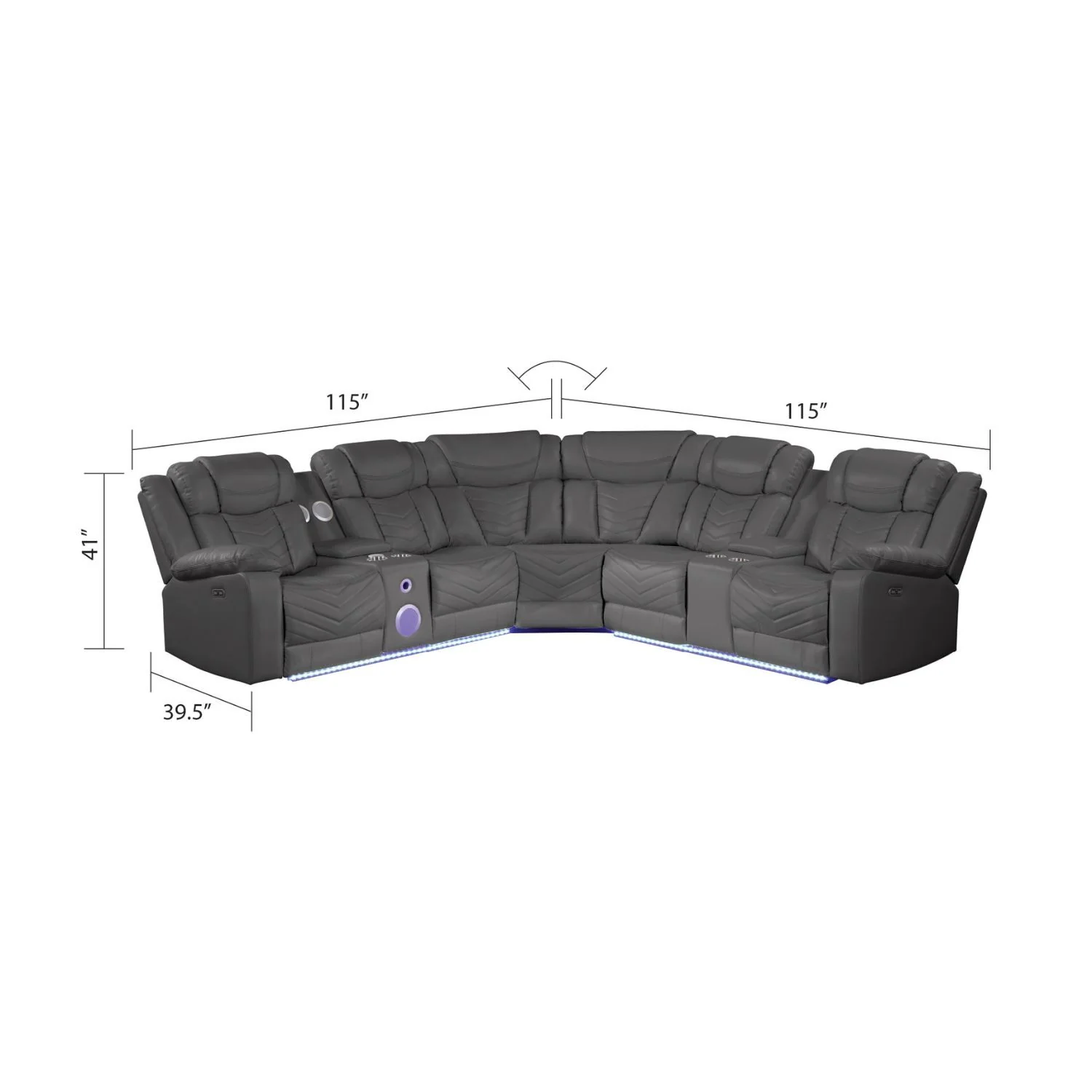 Challenger - Recliner Sectional Sofa, Built In USB, C Ports & Bluetooth - Image 19