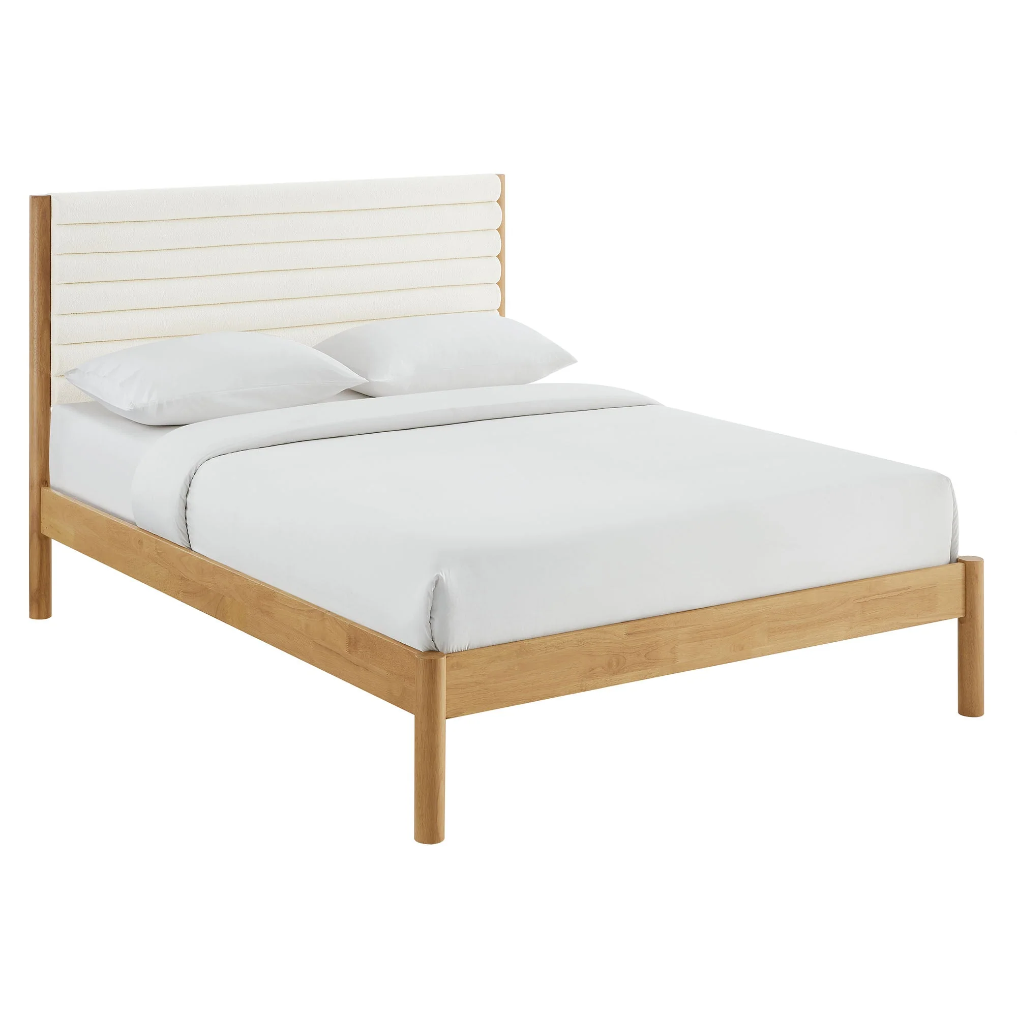 Channel Tufted Boucle Platform Bed with Solid Wood Frame - Image 25