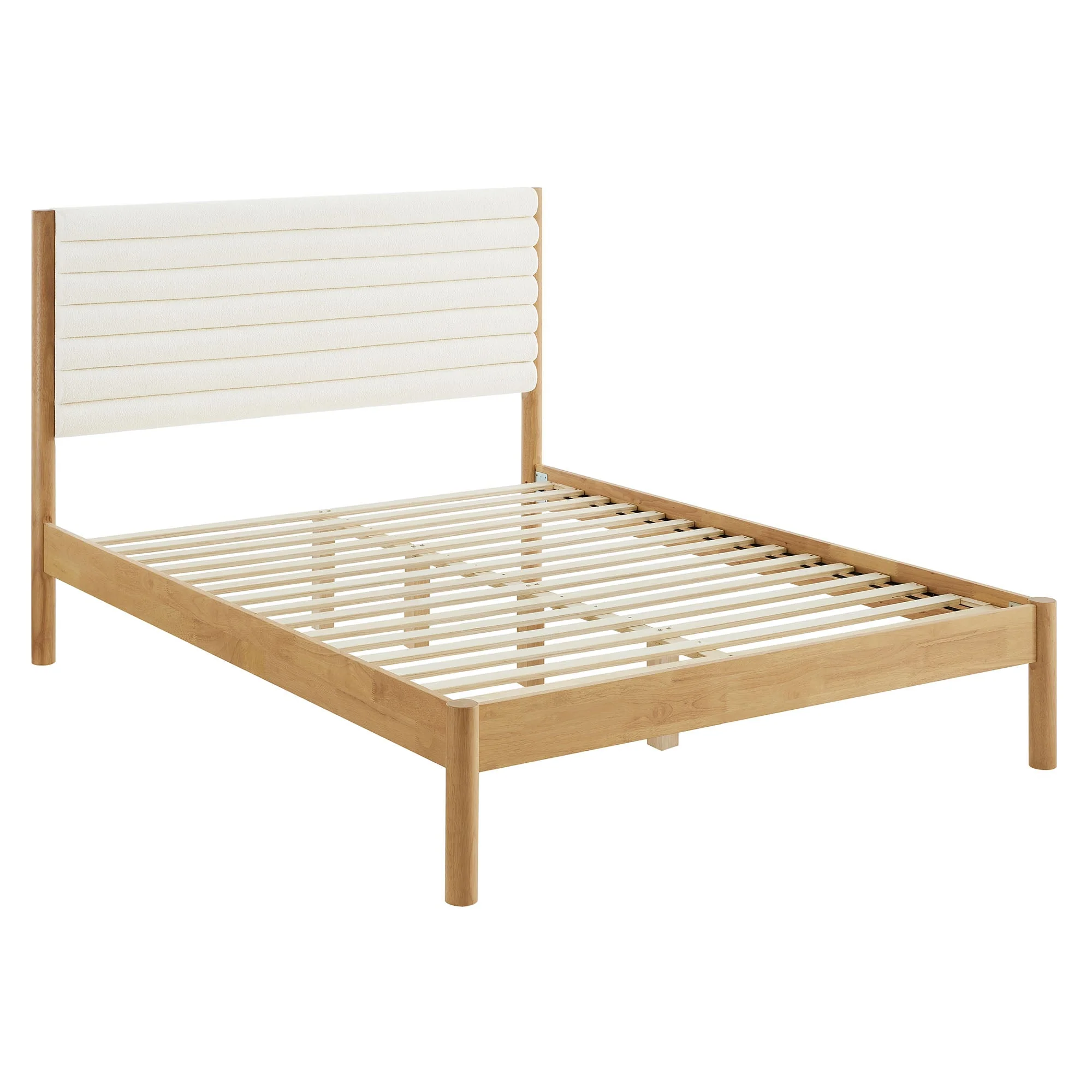Channel Tufted Boucle Platform Bed with Solid Wood Frame - Image 29