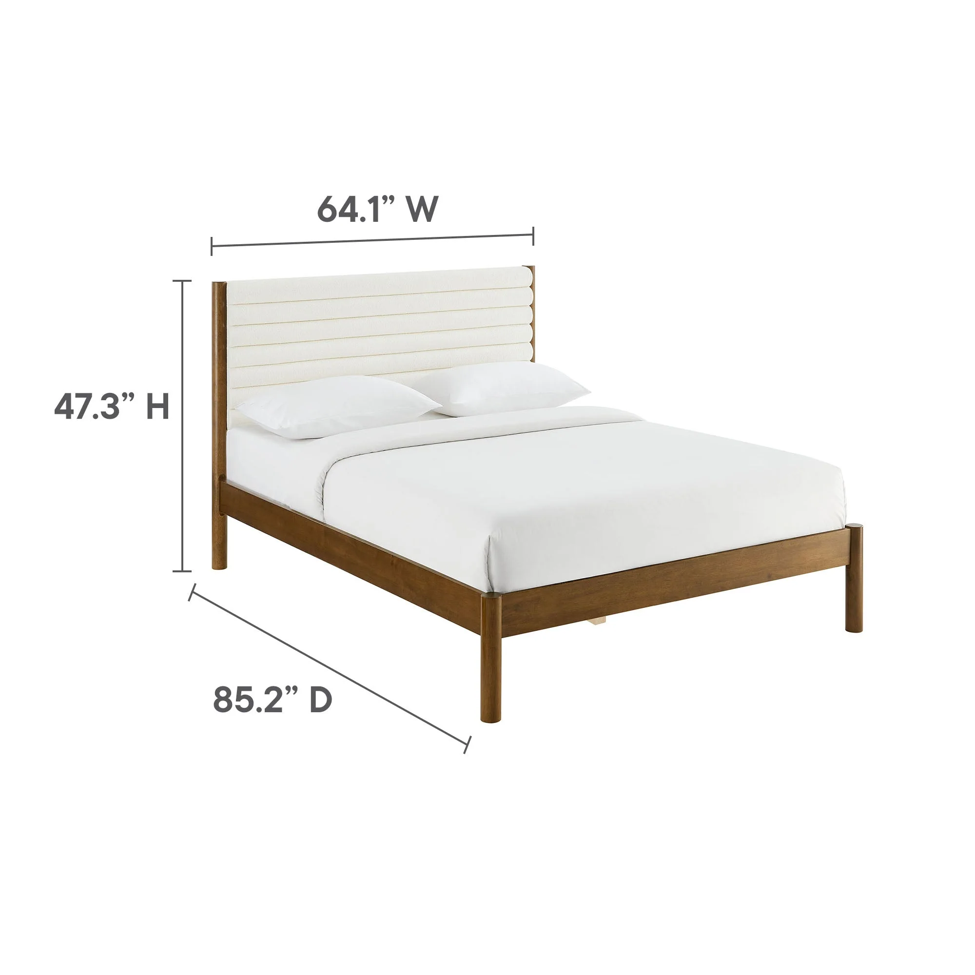 Channel Tufted Boucle Platform Bed with Solid Wood Frame - Image 33