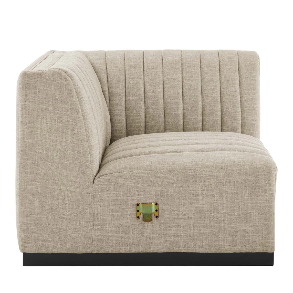 Channel Tufted Fabric Right-Facing Corner Sectional Chair - Image 3