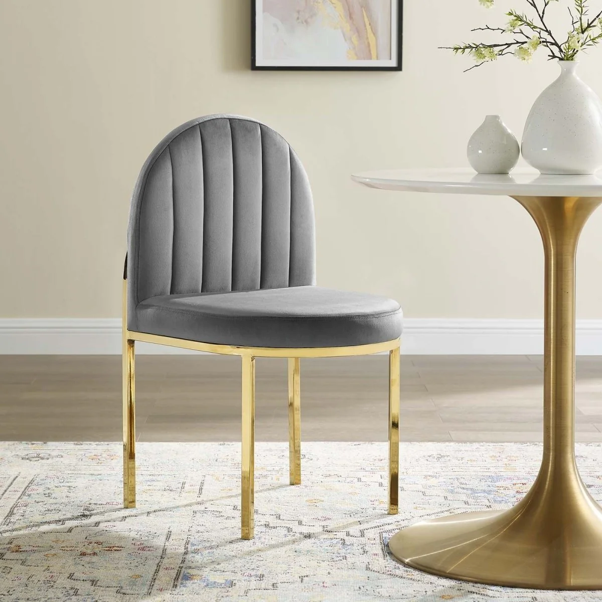 Performance Velvet Dining Side Chair – Glam Deco Gold - Image 5