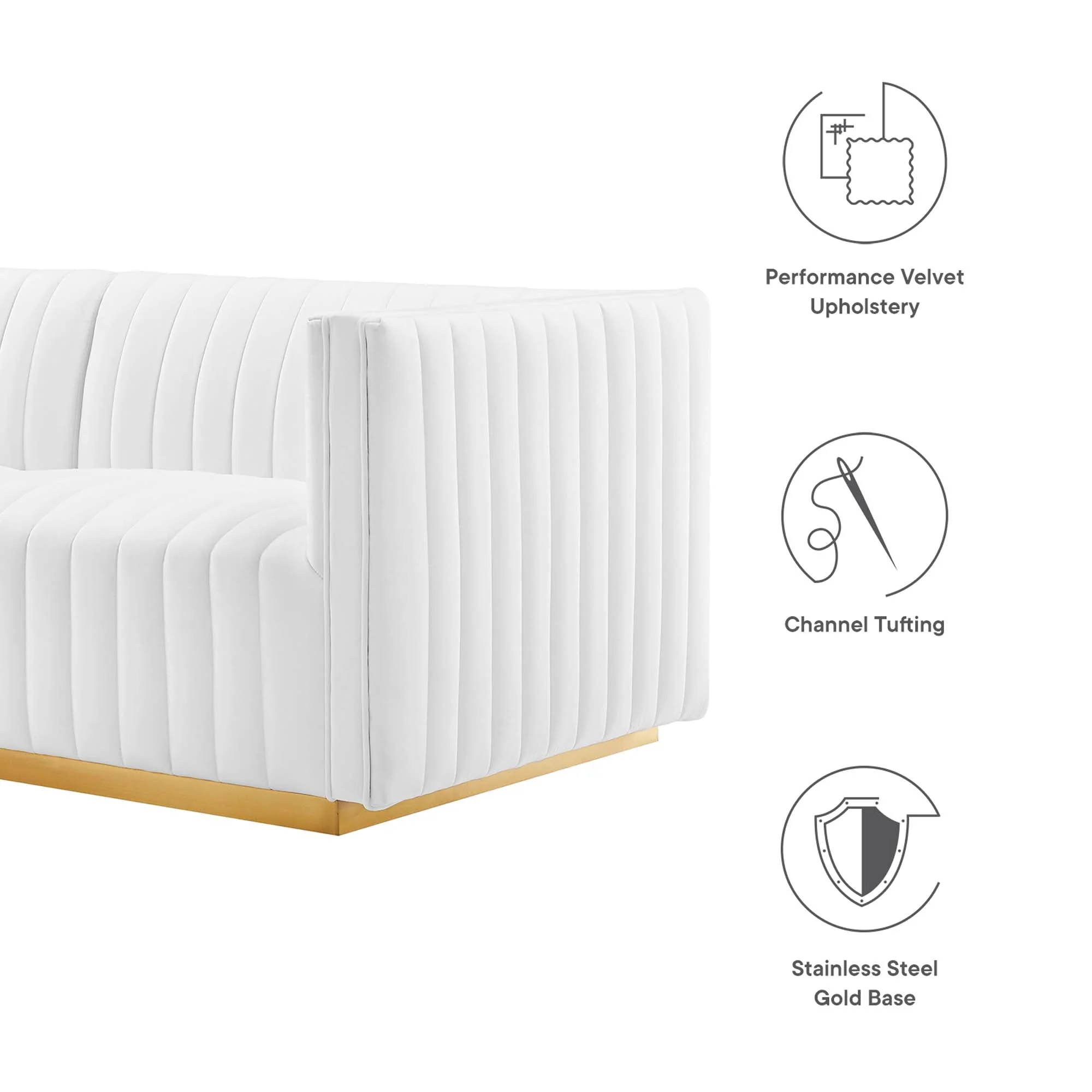 Channel Tufted Performance Velvet Loveseat - 83 Inch - Image 23