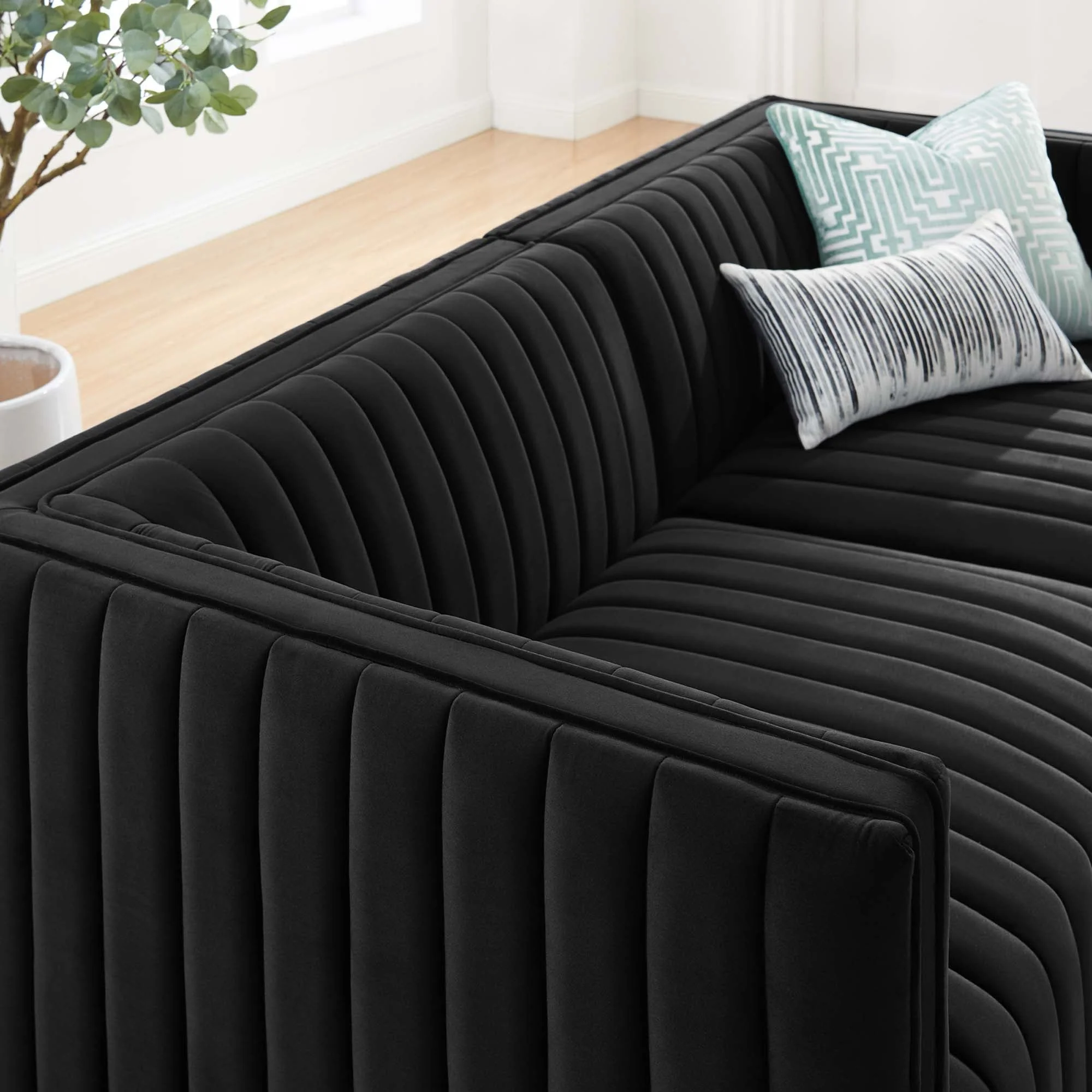 Channel Tufted Performance Velvet Loveseat - 83 Inch - Image 3