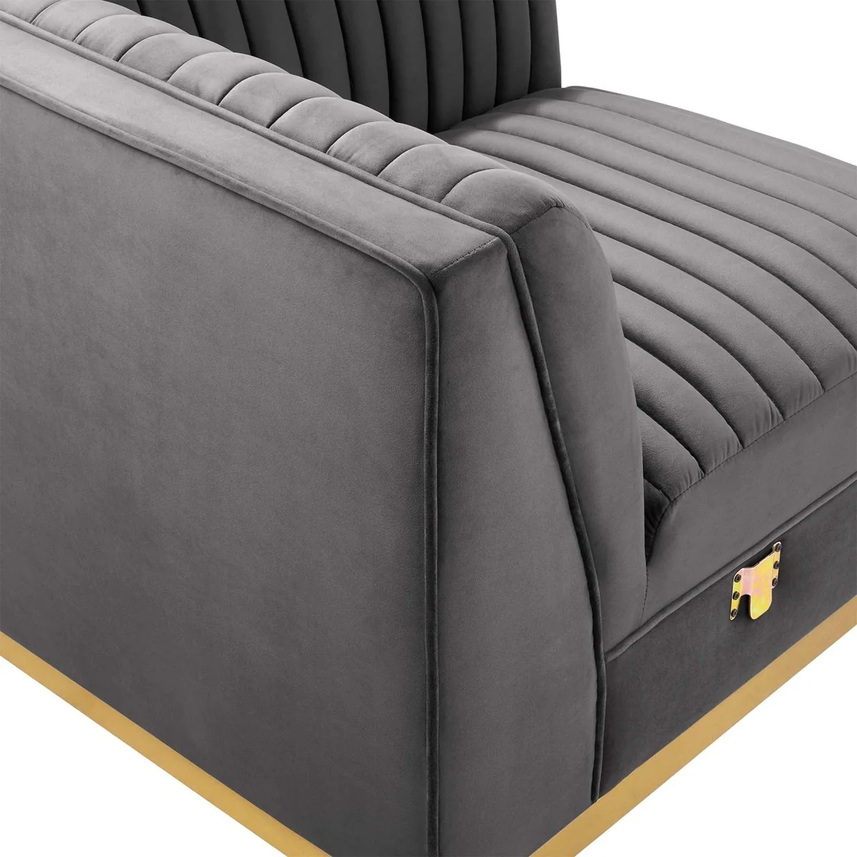 Channel Tufted Performance Velvet Modular Left Corner Chair 36 Inch - Image 12