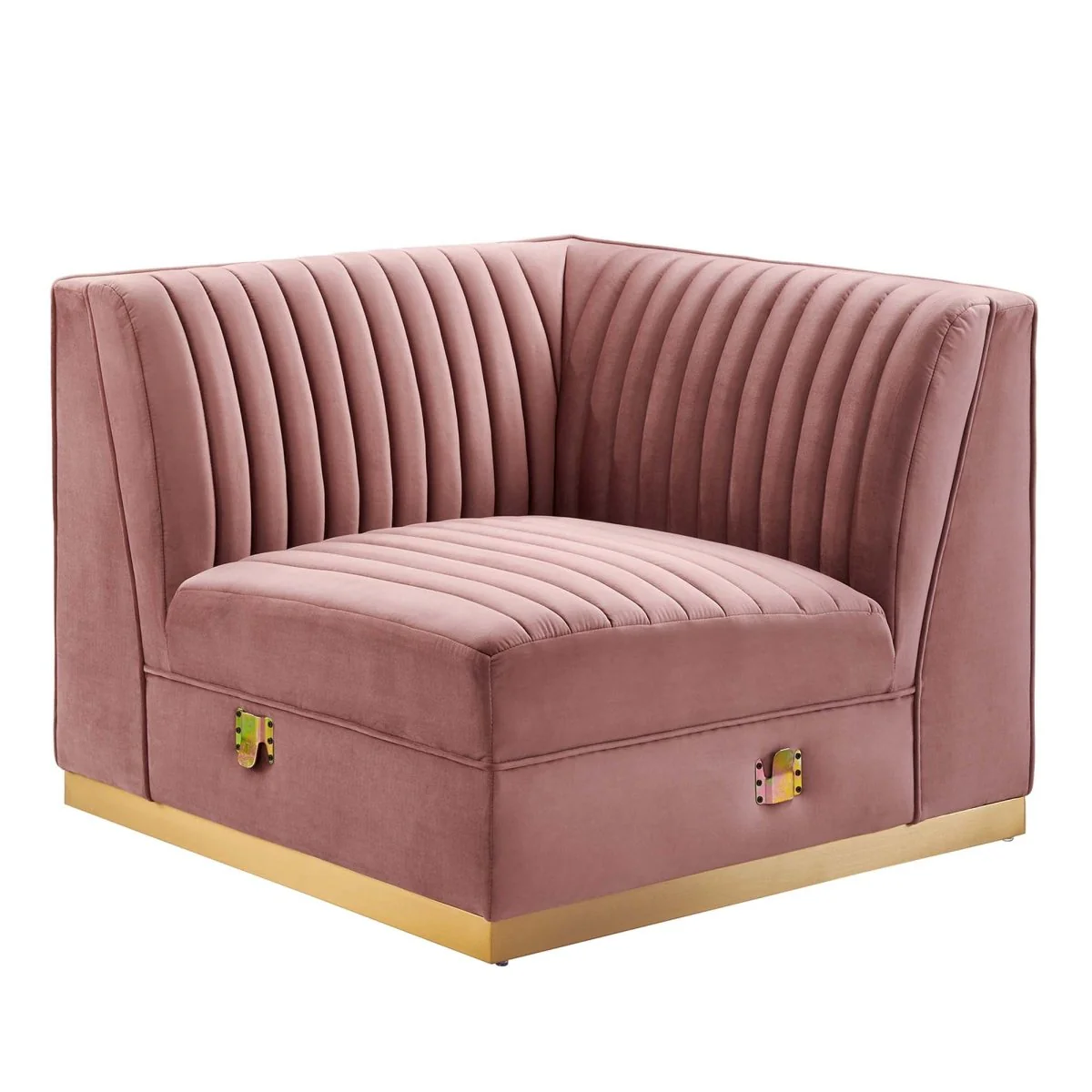 Channel Tufted Performance Velvet Modular Right Corner Chair 36 Inch