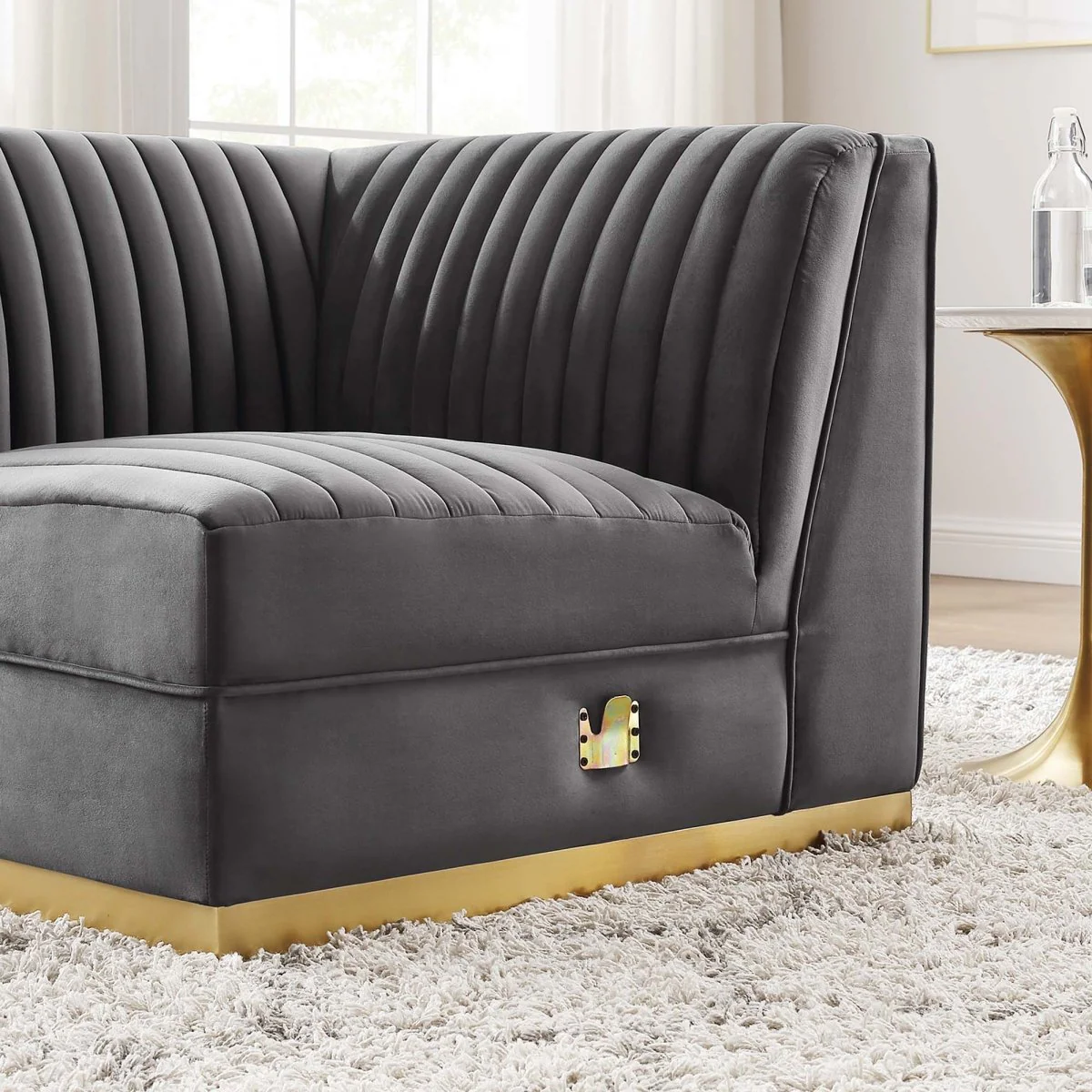 Channel Tufted Performance Velvet Modular Right Corner Chair 36 Inch - Image 9