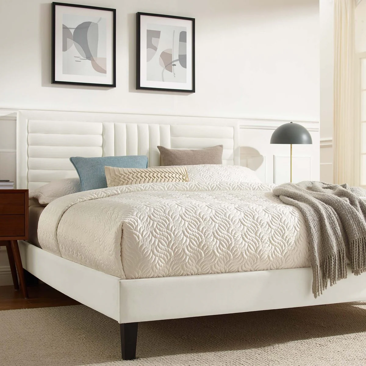 Channel Tufted Performance Velvet Platform Bed - Image 13