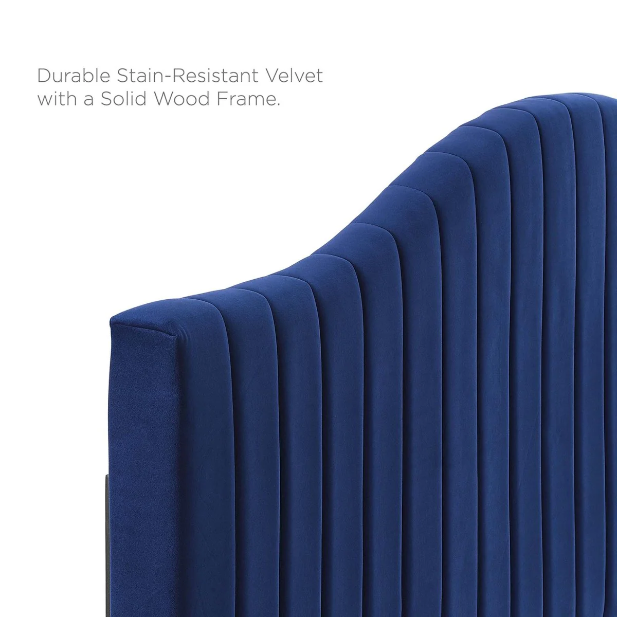 Channel Tufted Performance Velvet Platform Bed with Curved Silhouette - Image 2