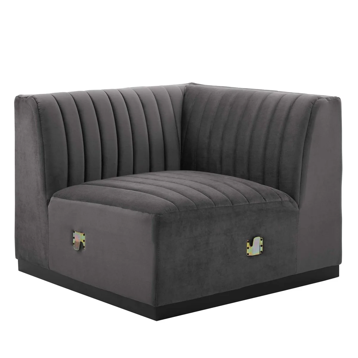 Channel Tufted Performance Velvet Right Corner Chair 37 Inch - Image 13