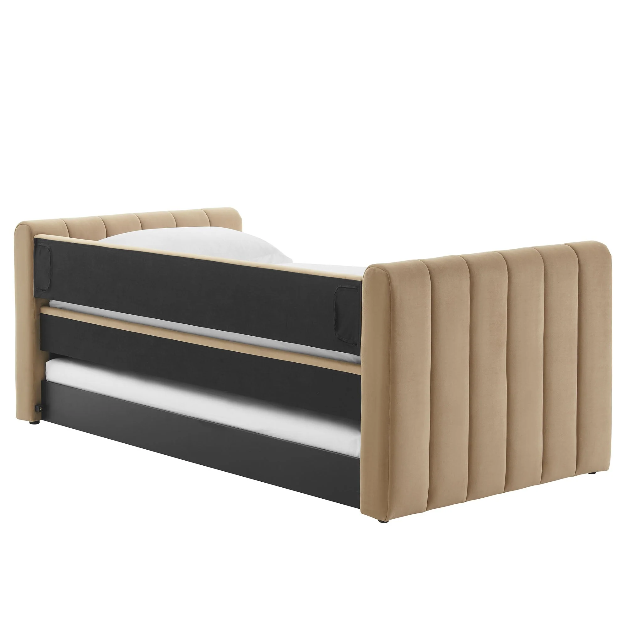 Channel Tufted Performance Velvet Twin Daybed with Trundle - Image 5