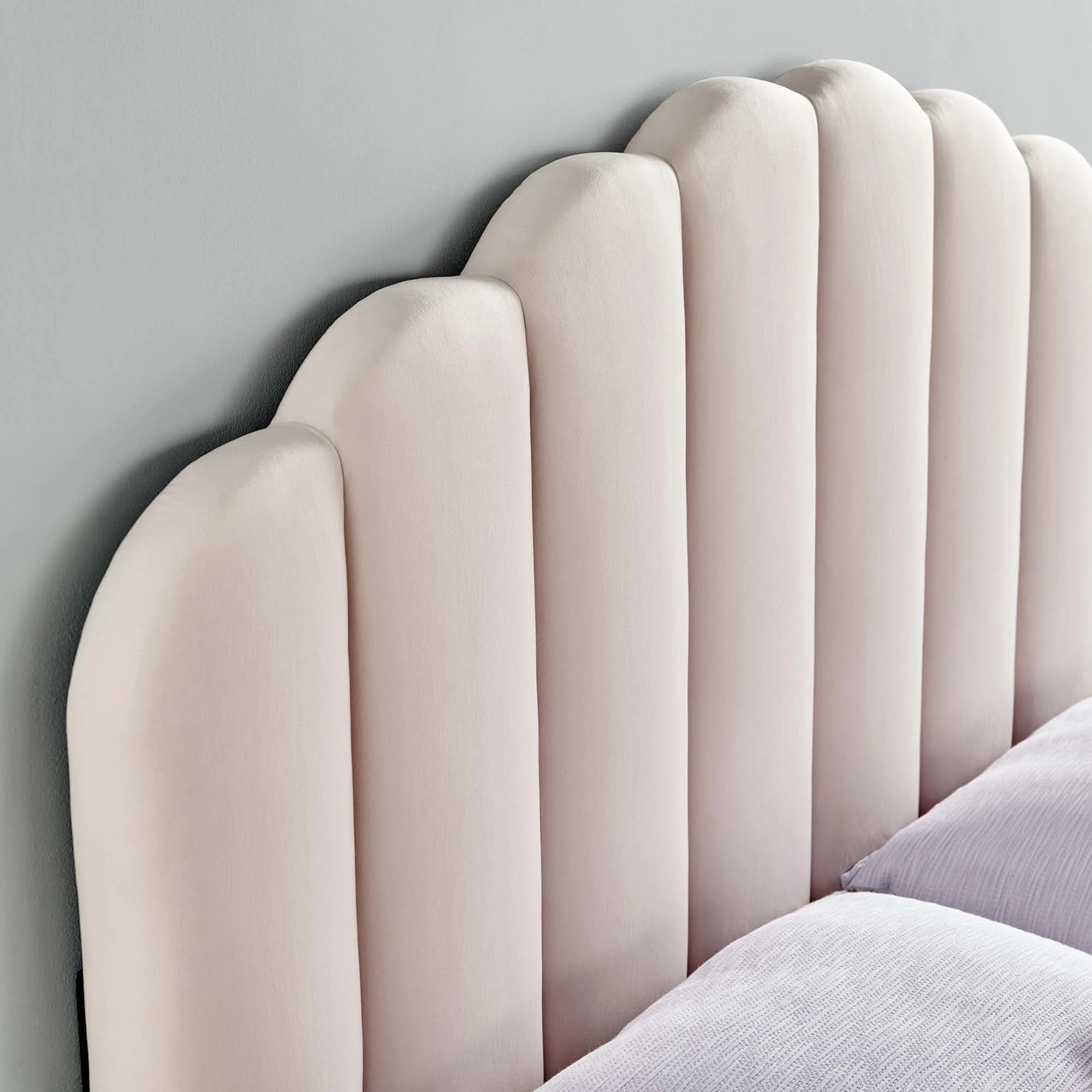 Channel Tufted Scalloped Performance Velvet Headboard - Image 11