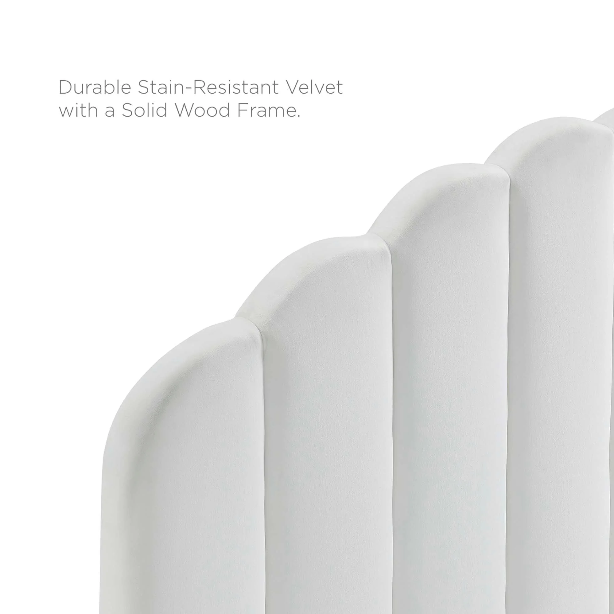 Channel Tufted Scalloped Performance Velvet Headboard - Image 2