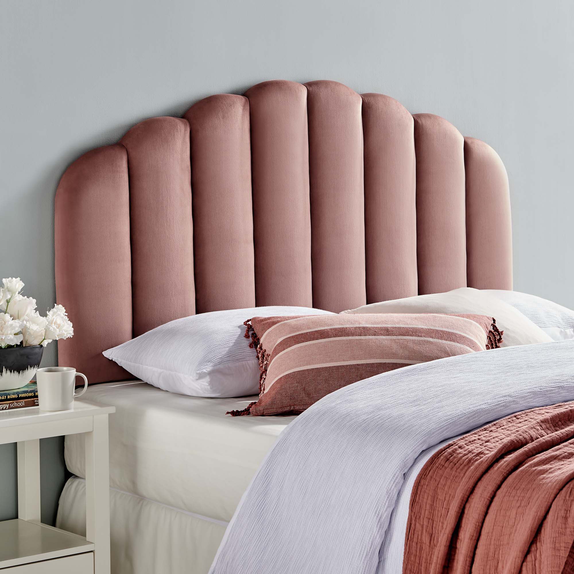 Channel Tufted Scalloped Performance Velvet Headboard - Image 37