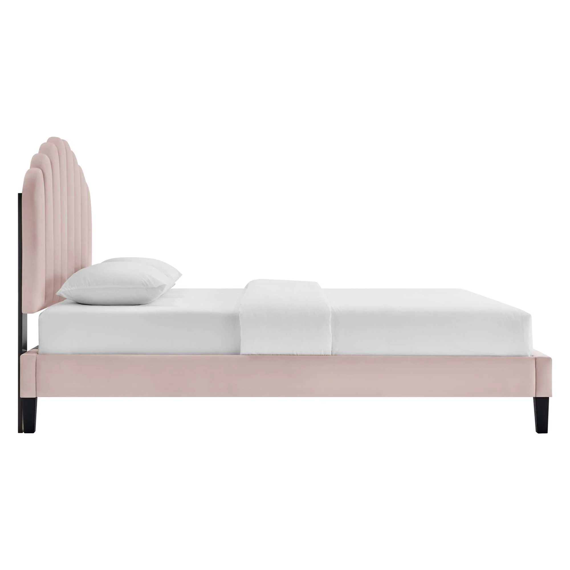 Channel Tufted Scalloped Performance Velvet Platform Bed - Image 15