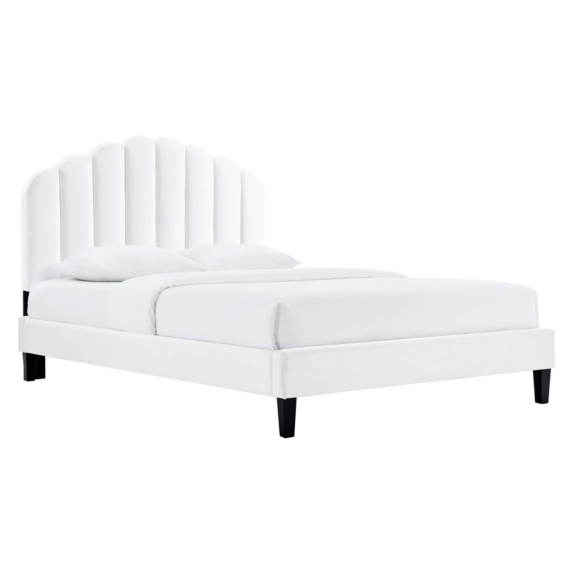Channel Tufted Scalloped Performance Velvet Platform Bed - Image 41