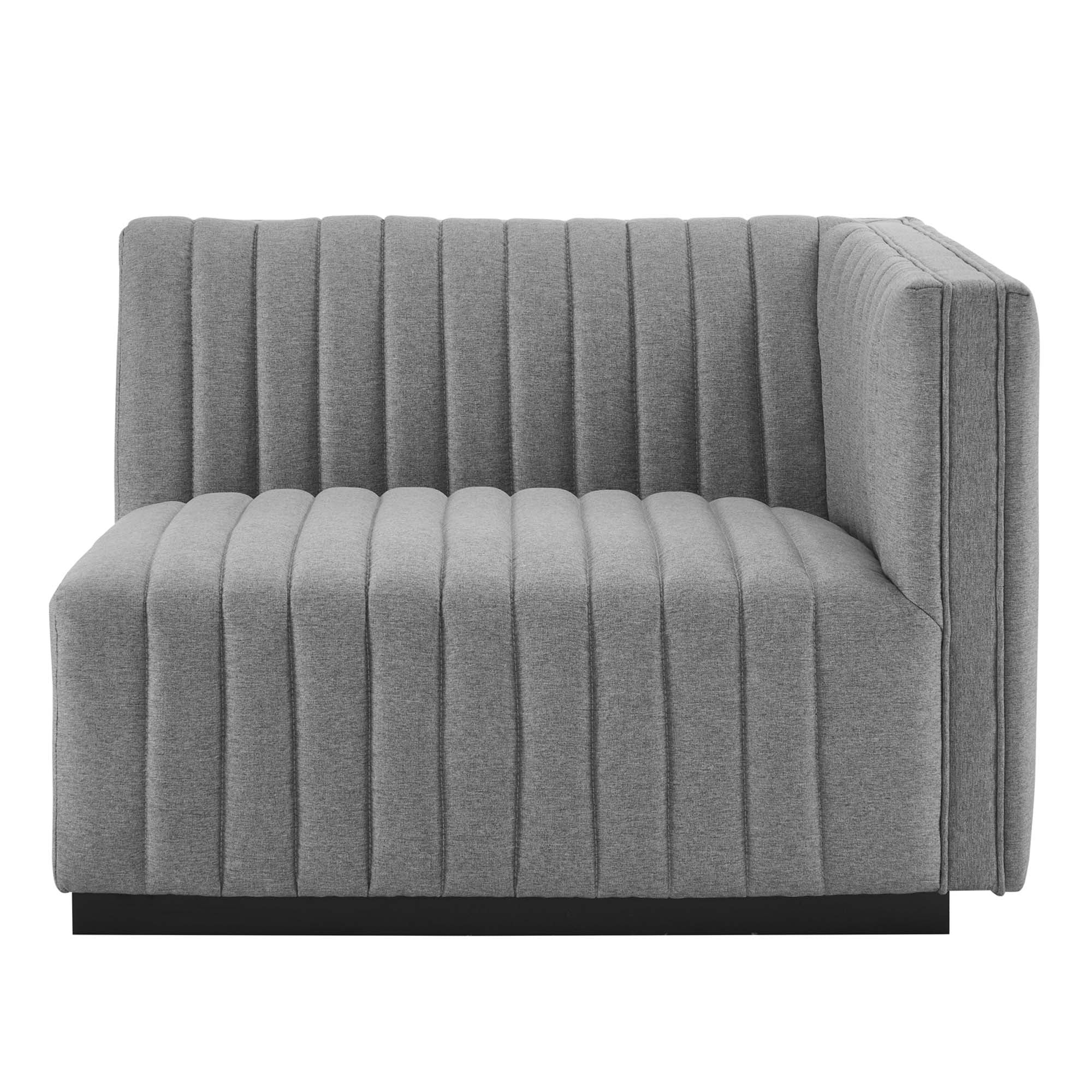 Channel Tufted Upholstered Fabric Right-Arm Sectional Chair 37 Inch - Image 10