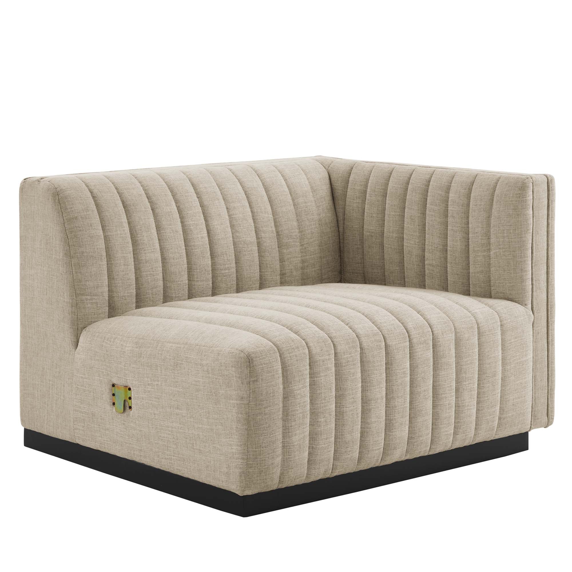Channel Tufted Upholstered Fabric Sofa - 119 Inch - Image 11