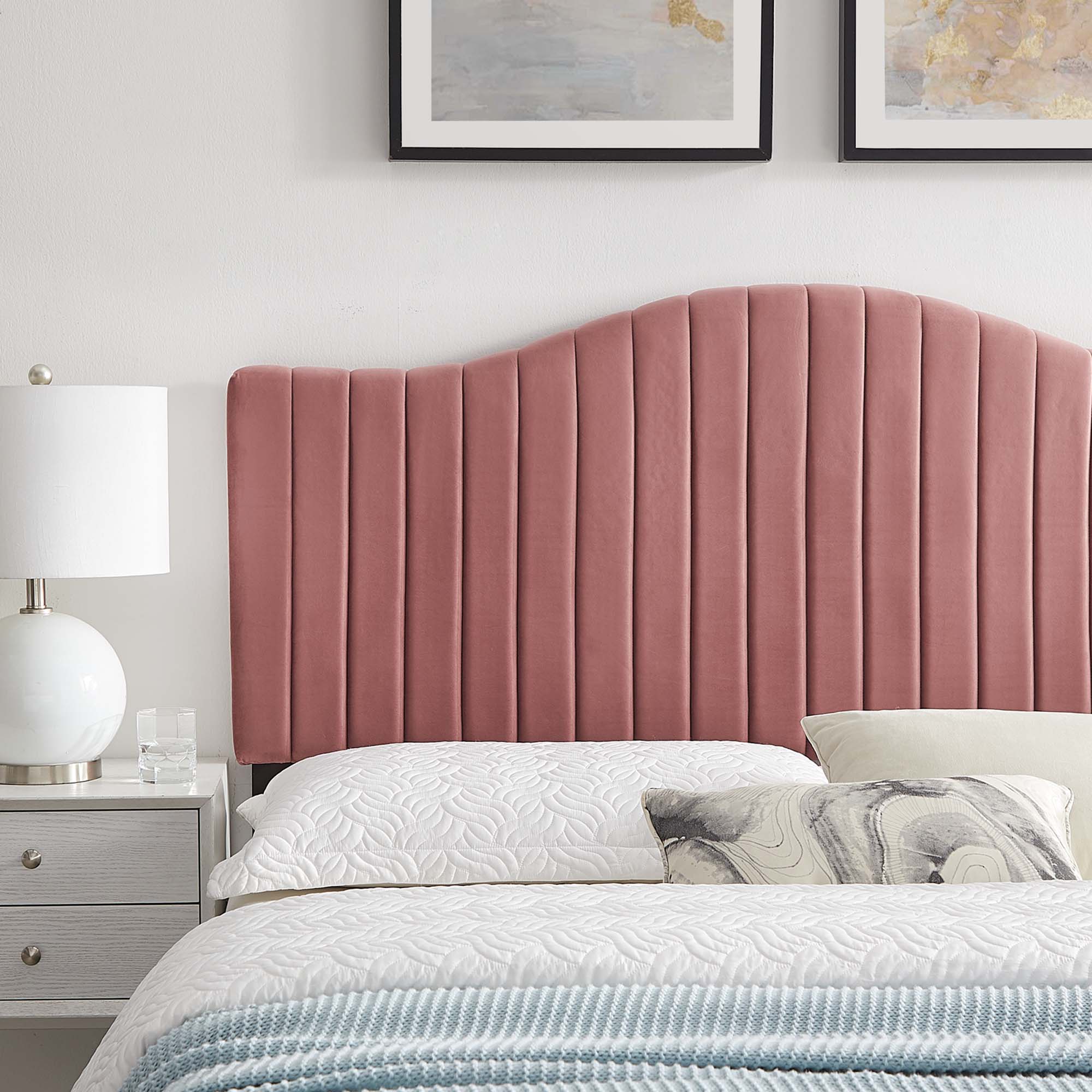 Channel Tufted Upholstered Headboard with Curved Silhouette - Image 37