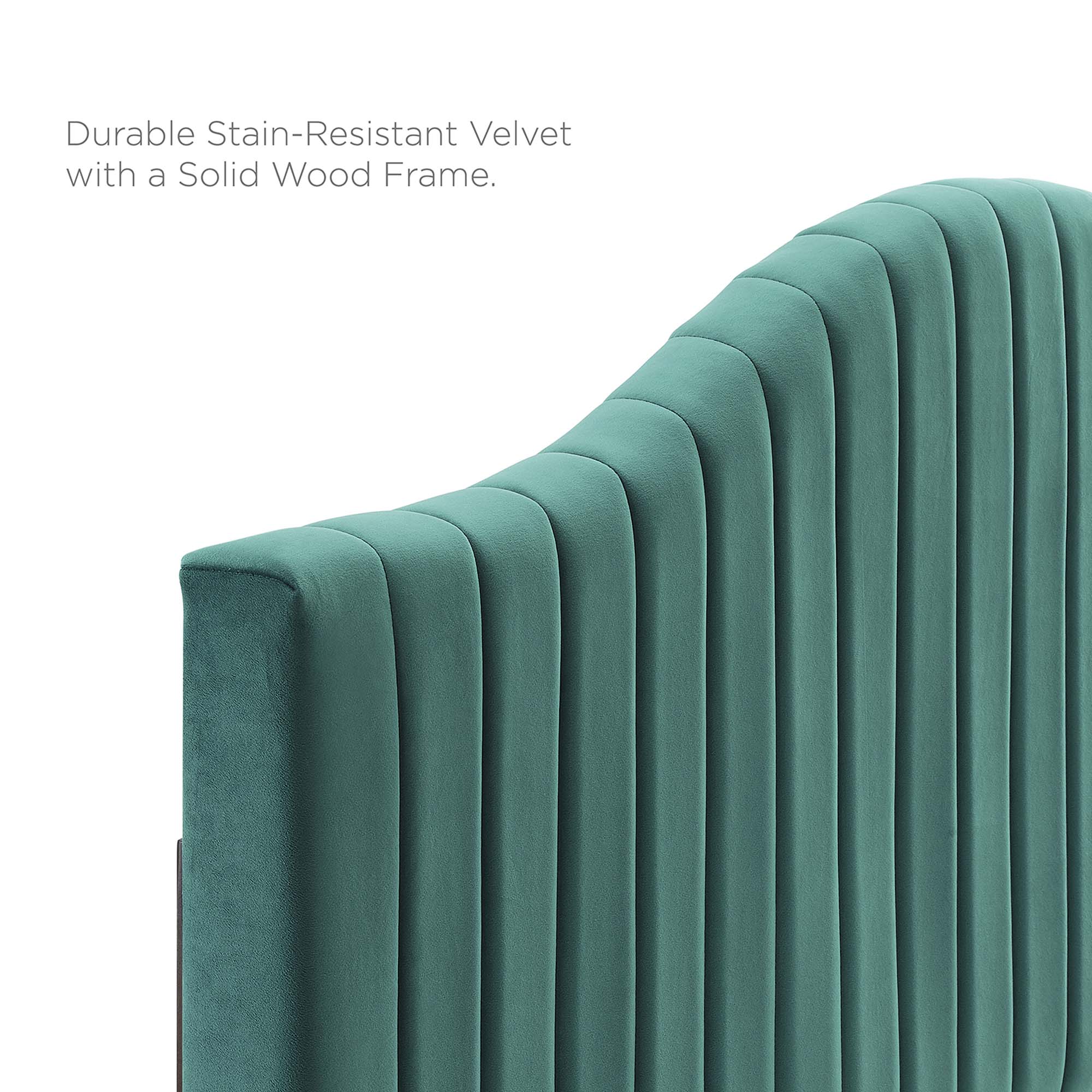 Channel Tufted Upholstered Headboard with Curved Silhouette - Image 40
