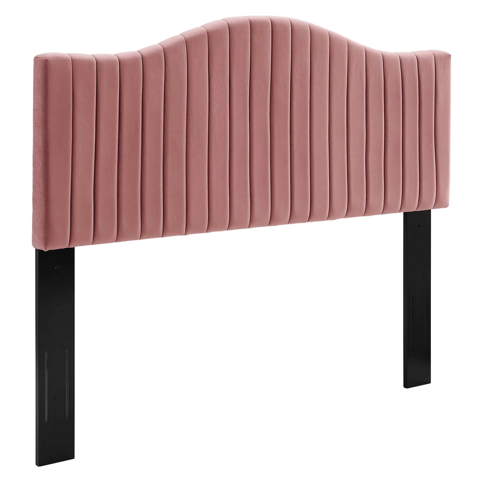 Channel Tufted Upholstered Headboard with Curved Silhouette - Image 44