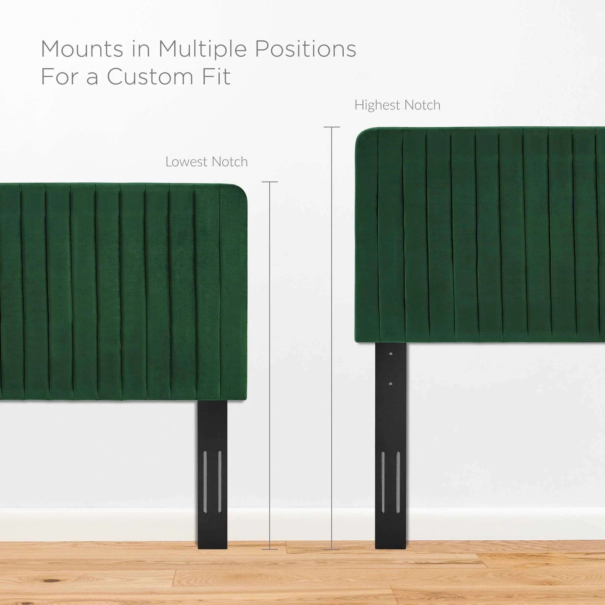 Channel Tufted Upholstered Headboard with Performance Velvet - Image 3