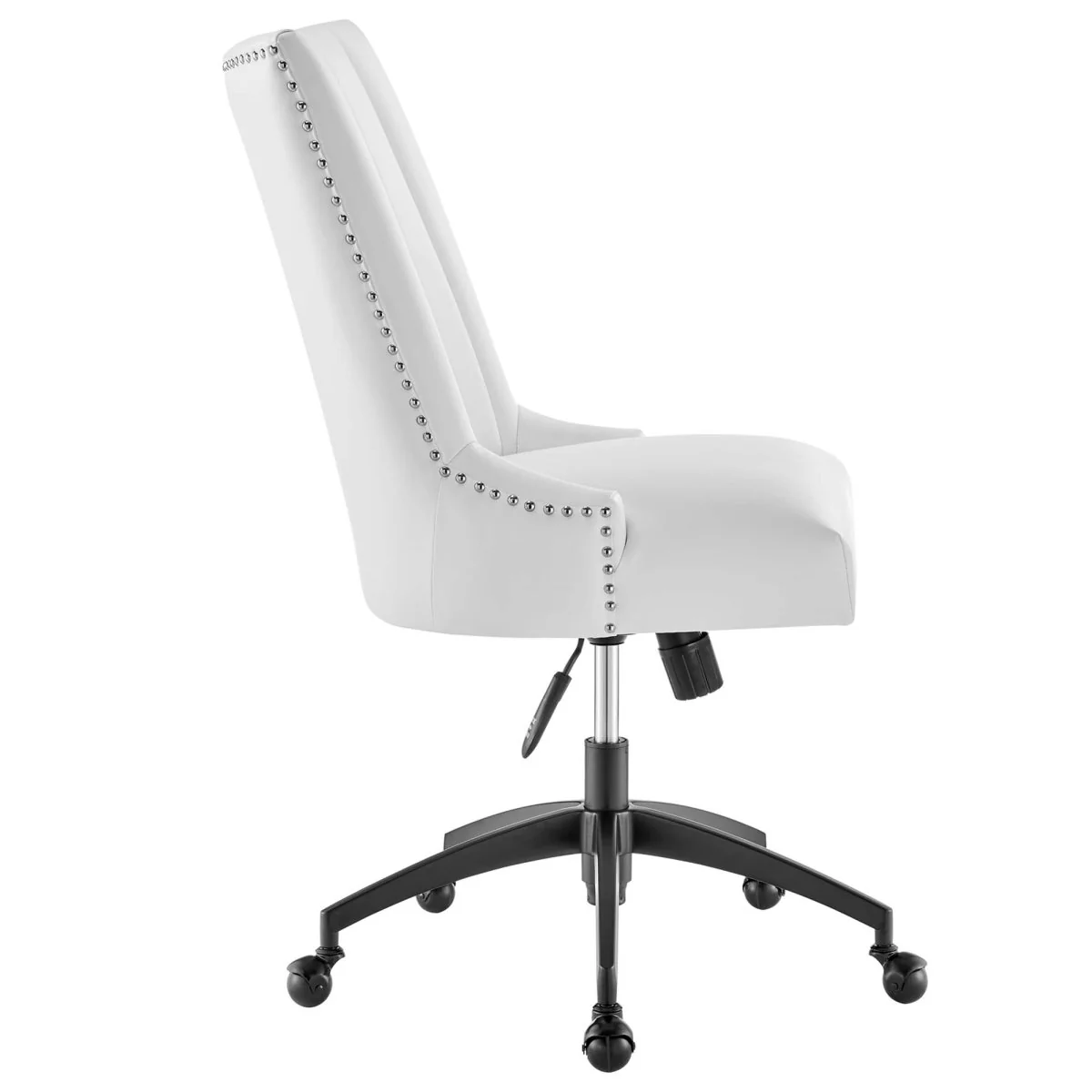 Channel Tufted Vegan Leather Office Chair with Nailhead Trim Accent for Home & Office - Image 4