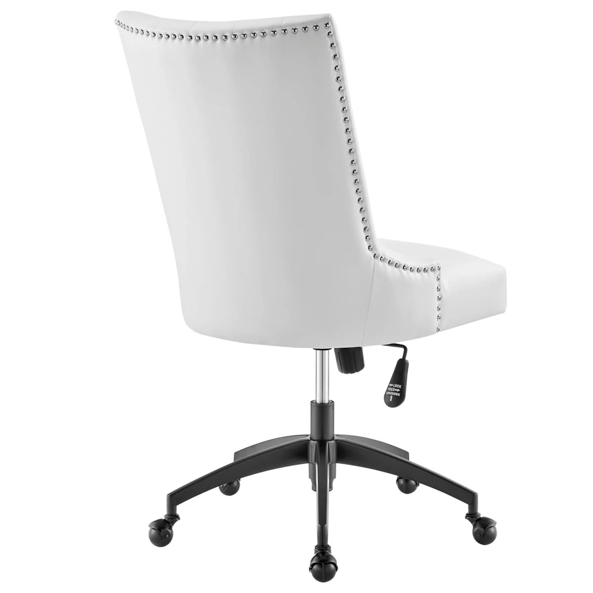 Channel Tufted Vegan Leather Office Chair with Nailhead Trim Accent for Home & Office - Image 5