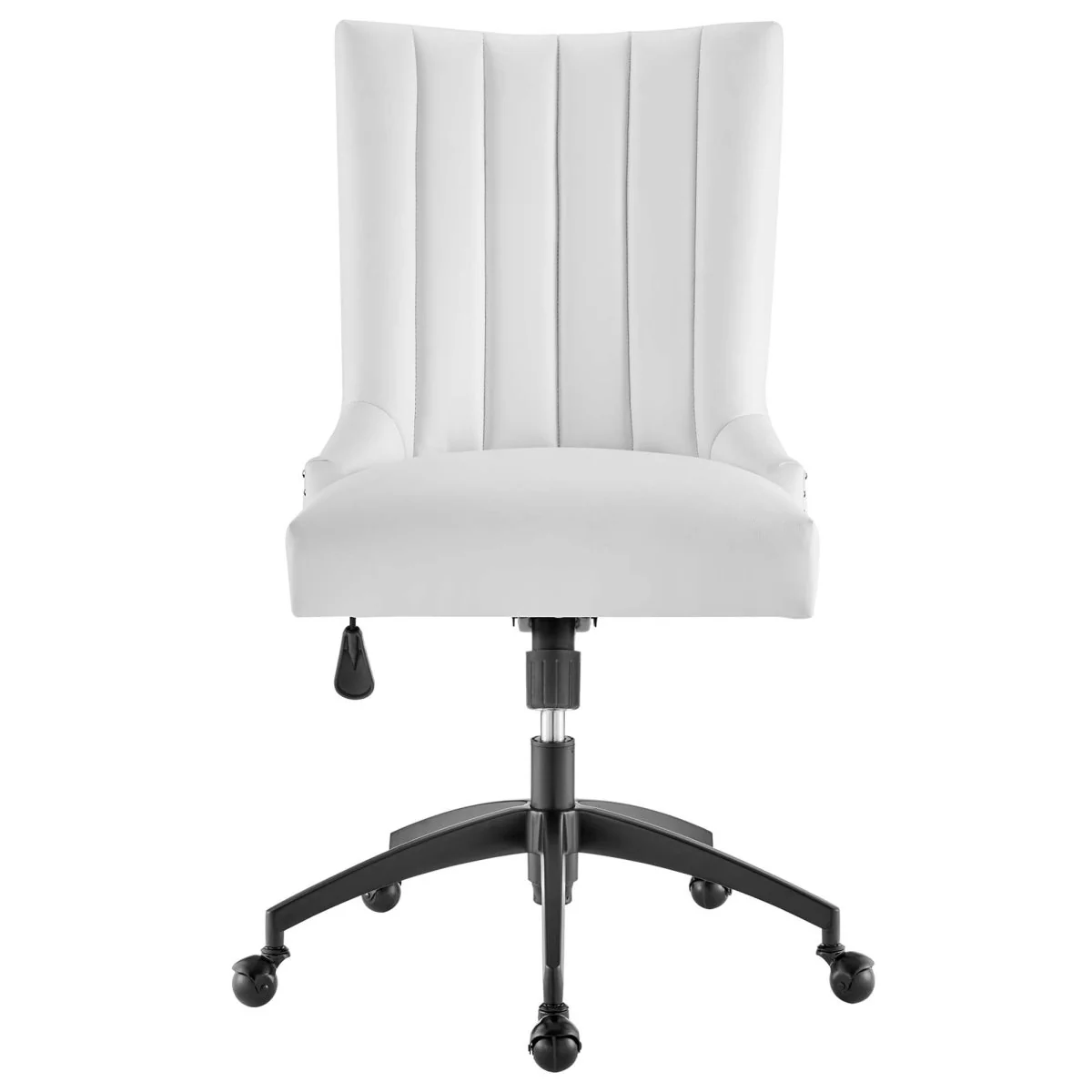 Channel Tufted Vegan Leather Office Chair with Nailhead Trim Accent for Home & Office - Image 6