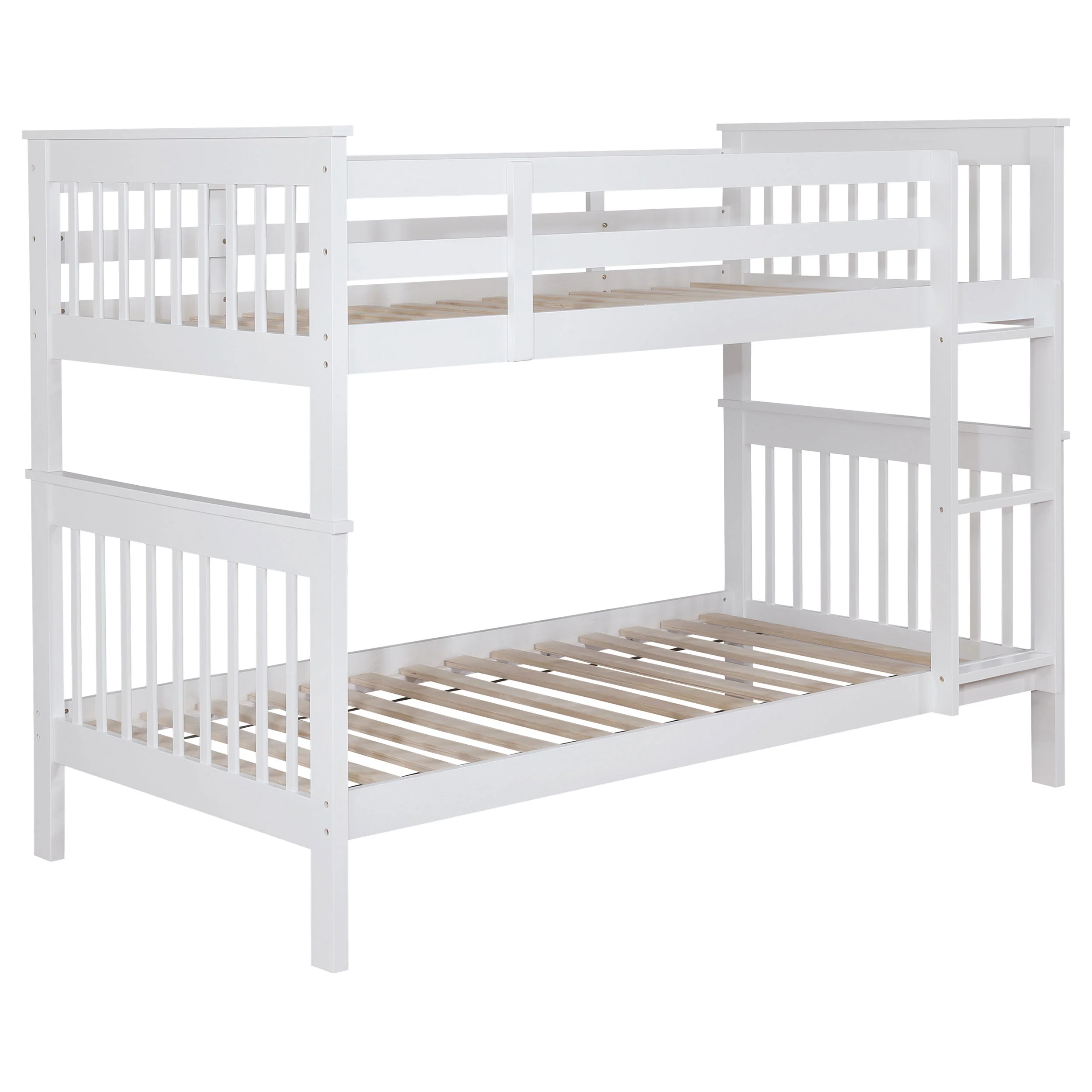 Chapman White Wood Twin Over Twin Bunk Bed with Mattresses - Image 2