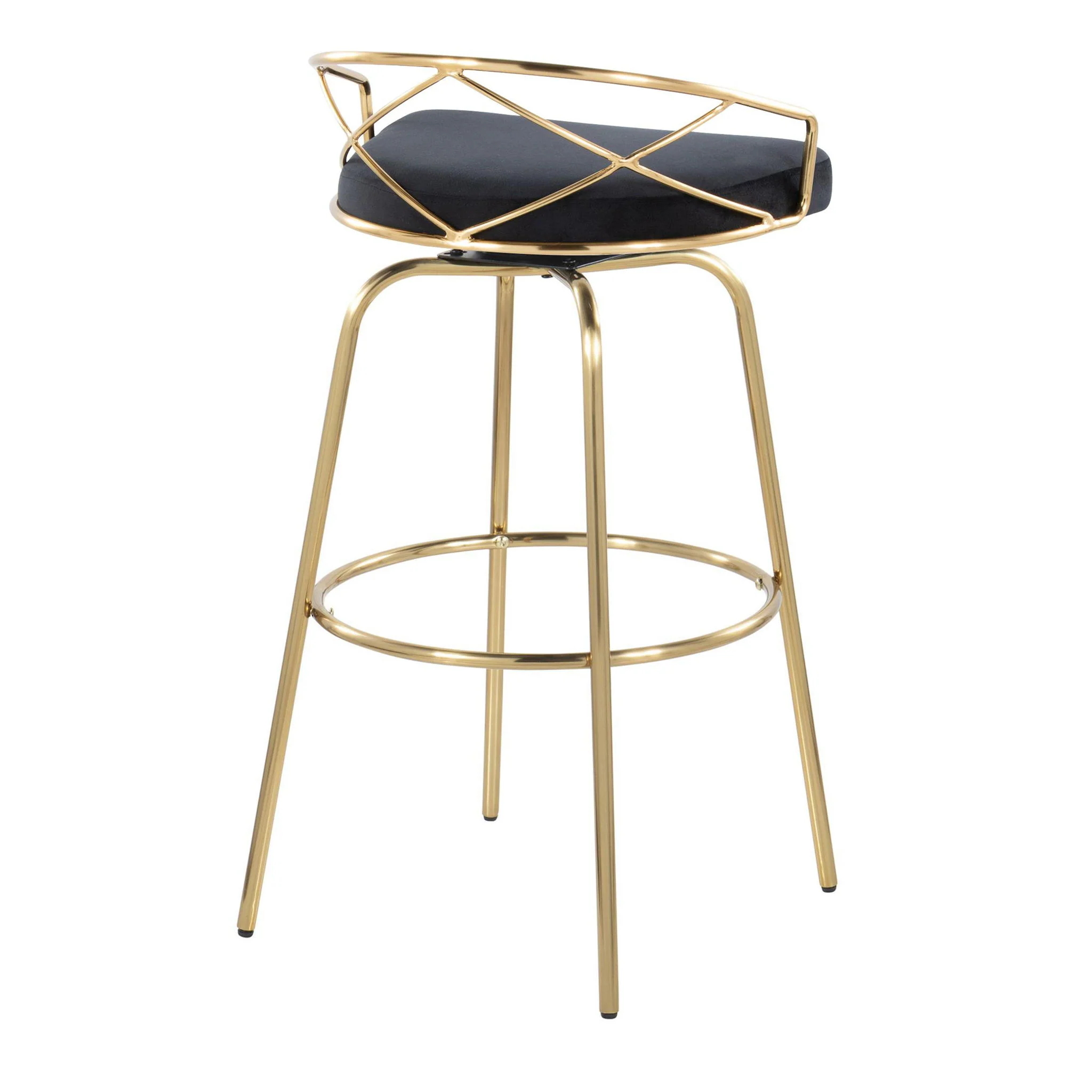Charlotte - Glam Glam / Art Deco Fixed Height Barstool With Swivel With Round Footrest (Set of 2) - Image 2