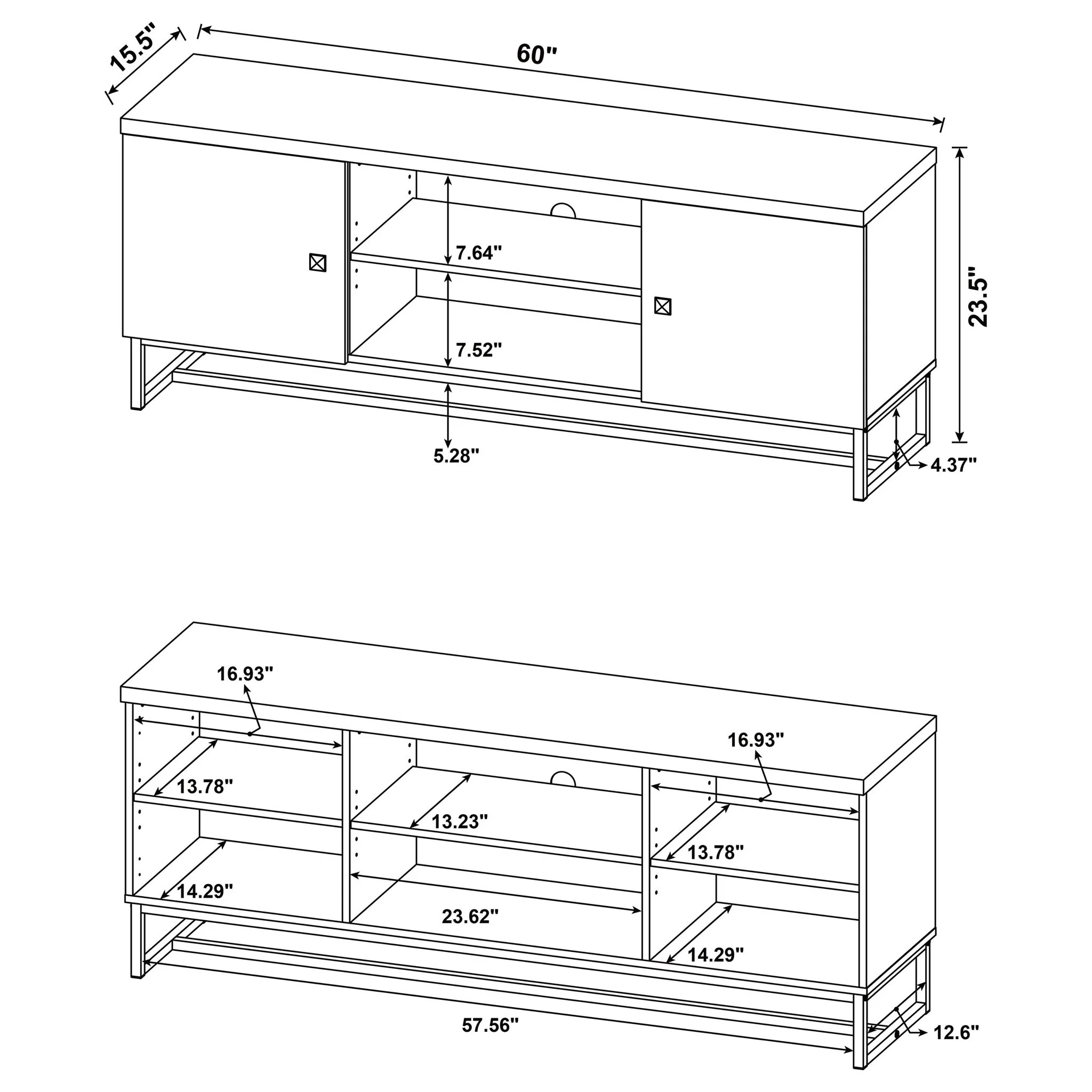 Chase - 2 Door Console With Herringbone Design - Oak - Image 6