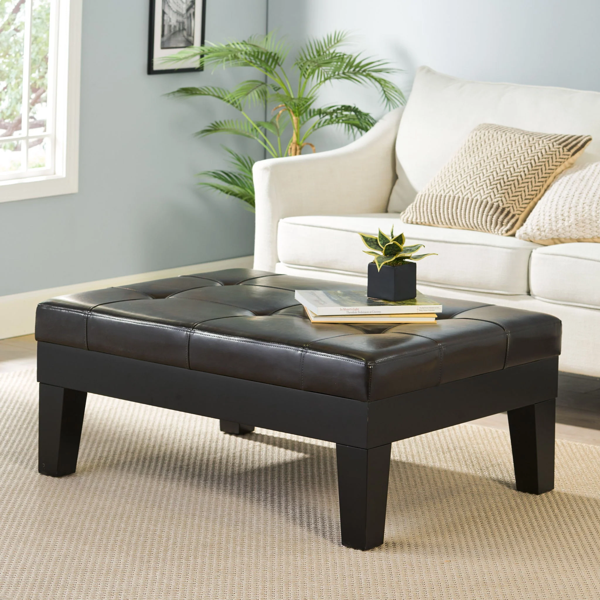 Chatham - Ottoman With Drawer Leather Storage Solution - Dark Coffee - Image 9