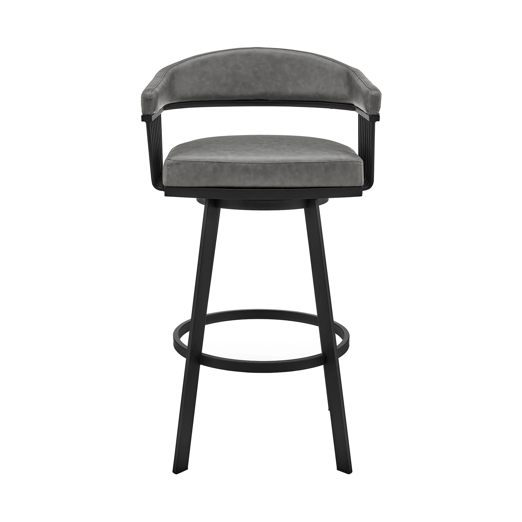 Chelsea - 25" Counter Height Swivel Bar Stool - Black Finish And Gray Faux Leather - Image 6