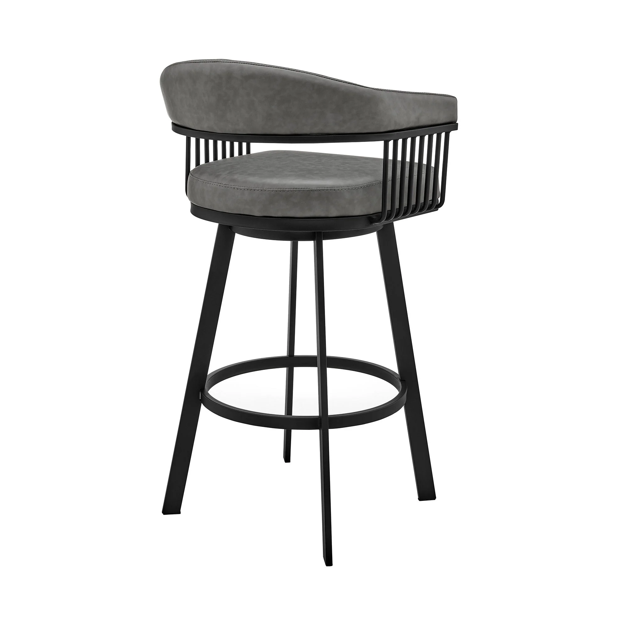 Chelsea - 25" Counter Height Swivel Bar Stool - Black Finish And Gray Faux Leather - Image 7