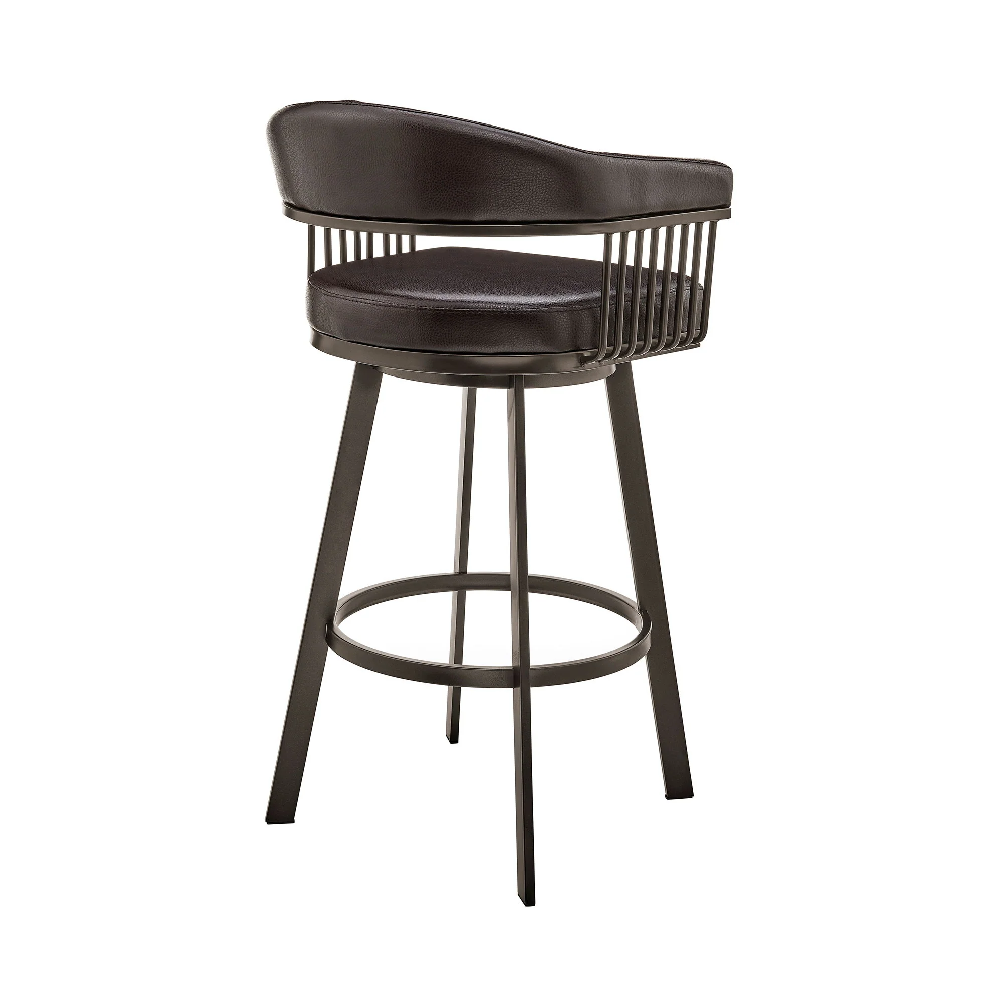 Chelsea - 25" Counter Height Swivel Bar Stool - Java - Brown Finish And Chocolate Faux Leather - Image 7