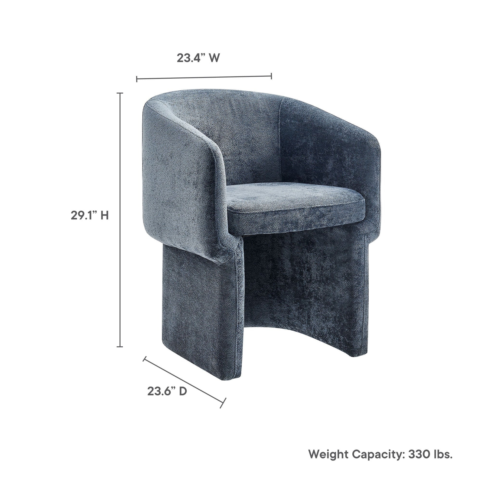 Chenille Barrel Dining Armchair with Curved Back - Image 17
