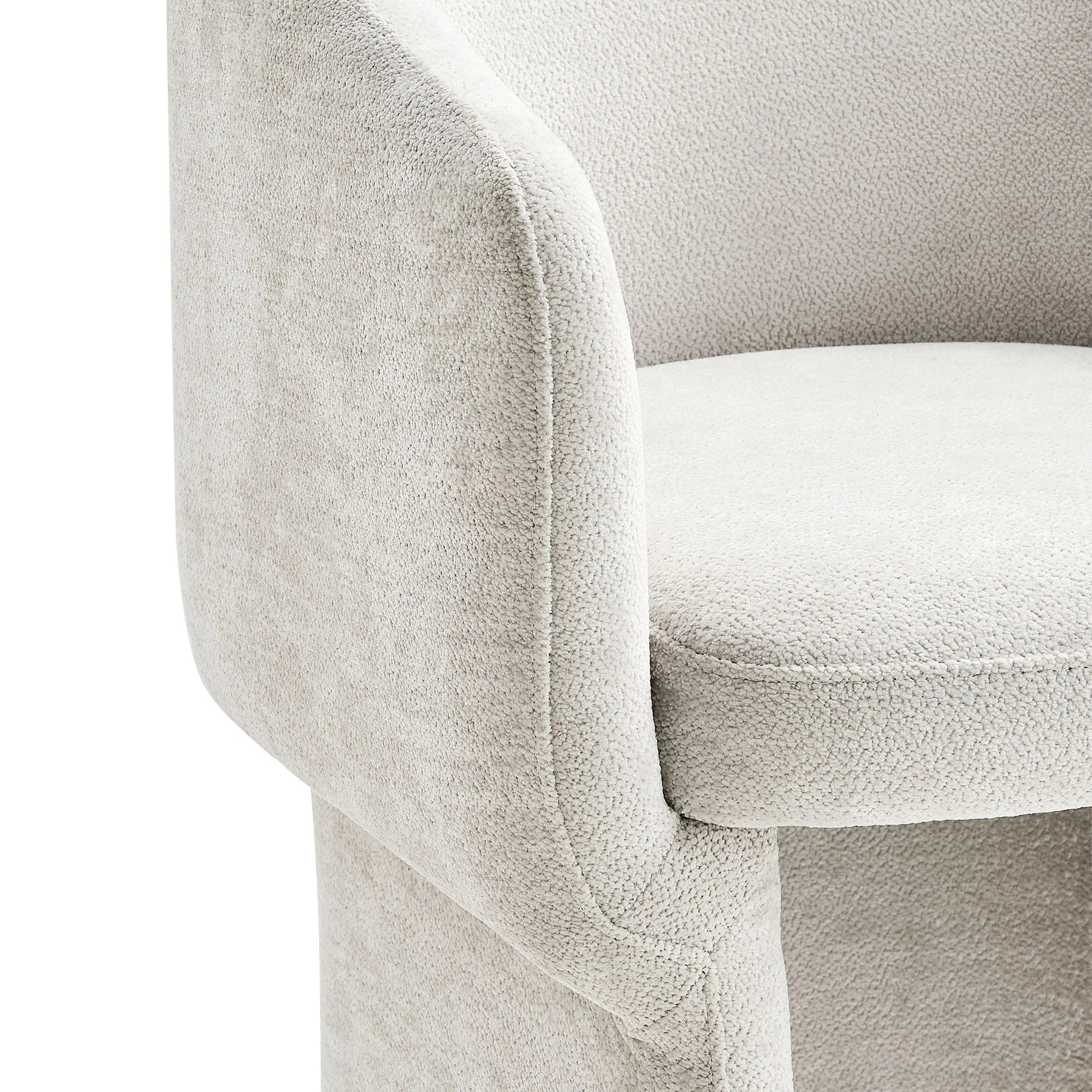Chenille Barrel Dining Armchair with Curved Back - Image 40
