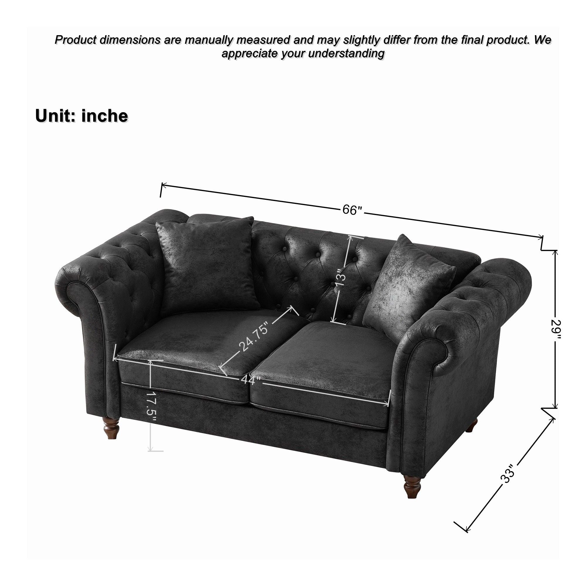Chesterfield 3 And 2 Seater Sofa Set, High Tech Fabric Upholstered Couch For Living Room - Image 9