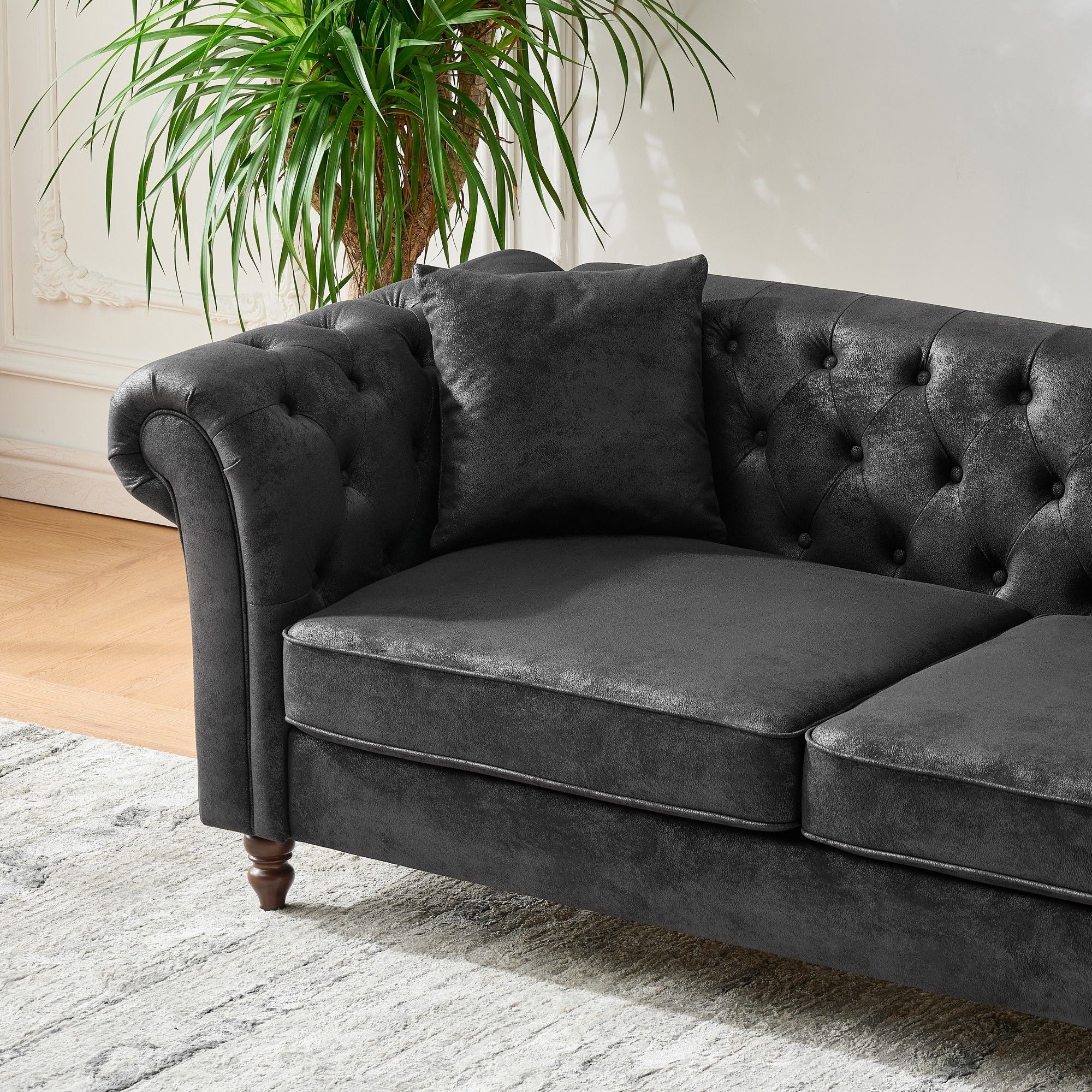 Chesterfield Loveseat, High Tech Fabric Roll Armrest - Image 5