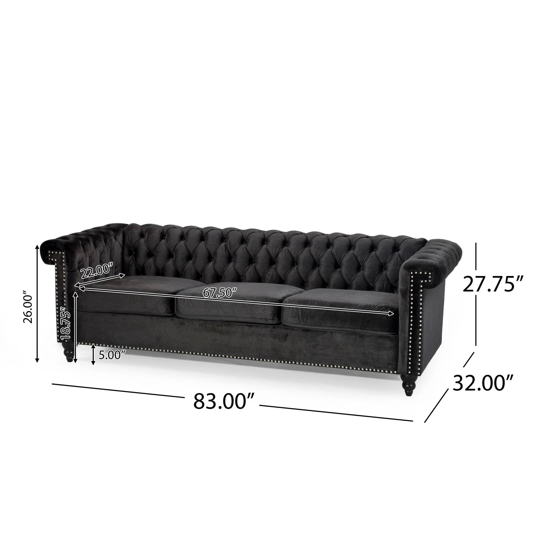 Chesterfield Style 3 Seater Sofa With Deep Button Tufting - Image 39
