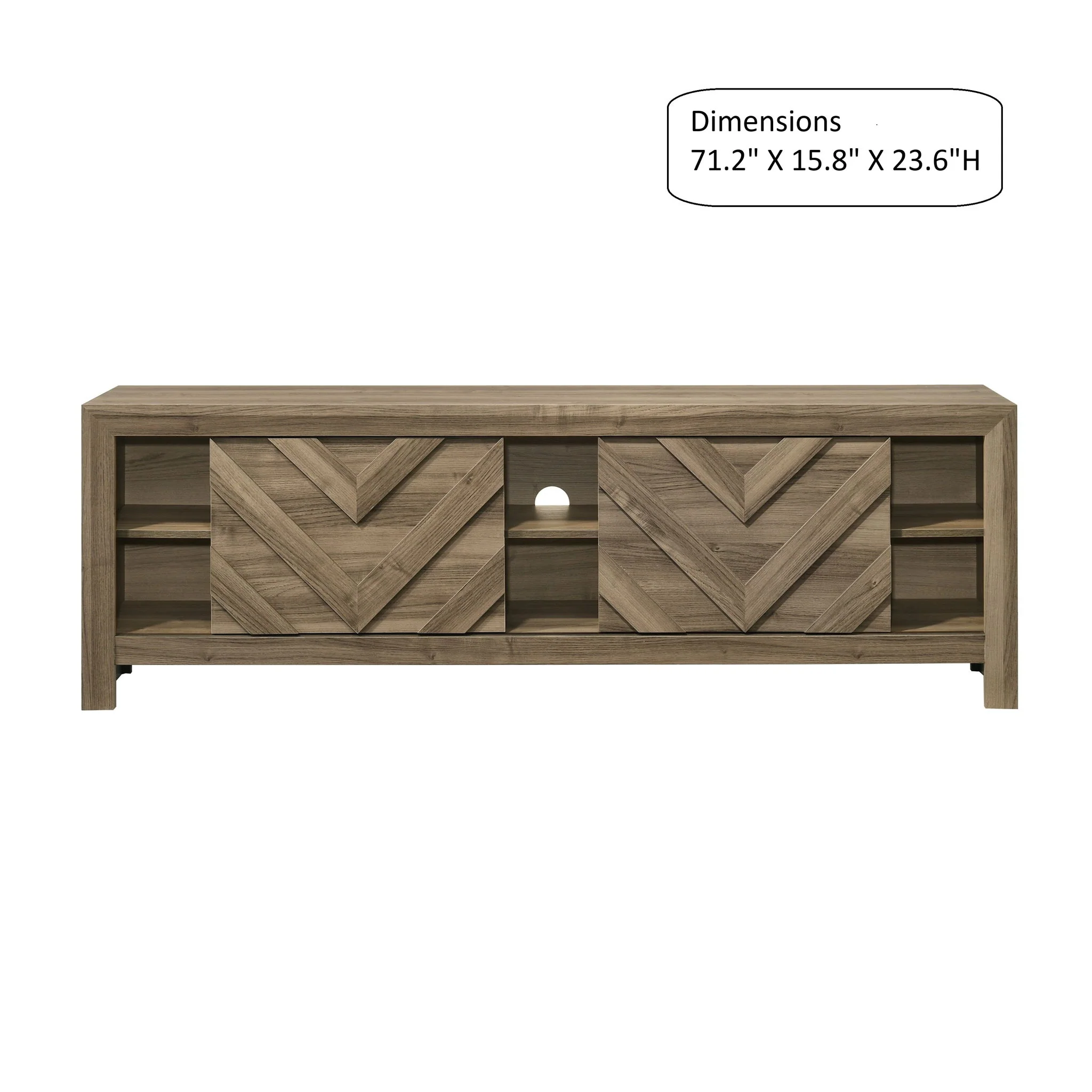 Chevron Patterned Living Room TV Stand - Light Brown - Image 3
